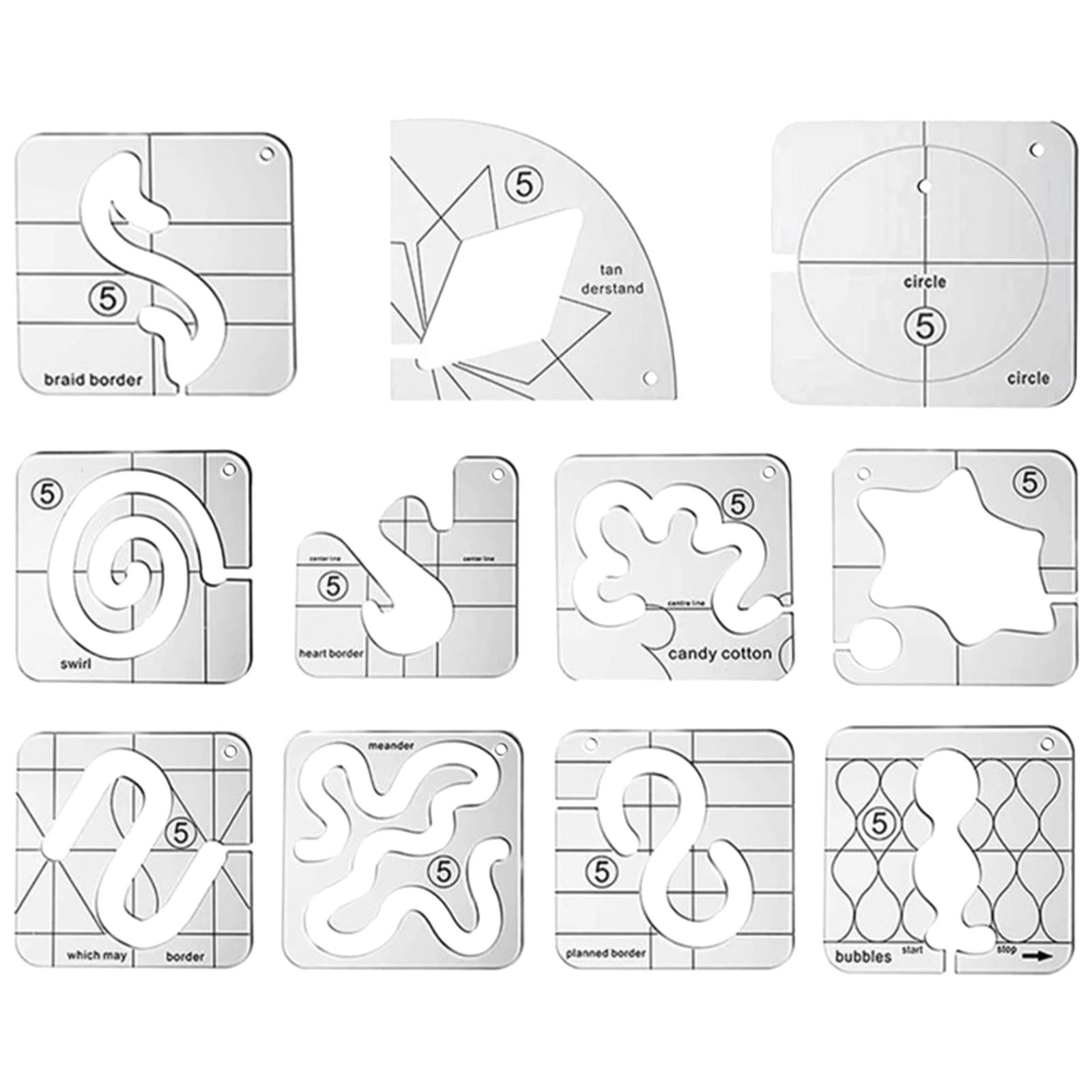 Free Motion Quilting Templates Set DIY Domestic for Embroidery Hobbyists