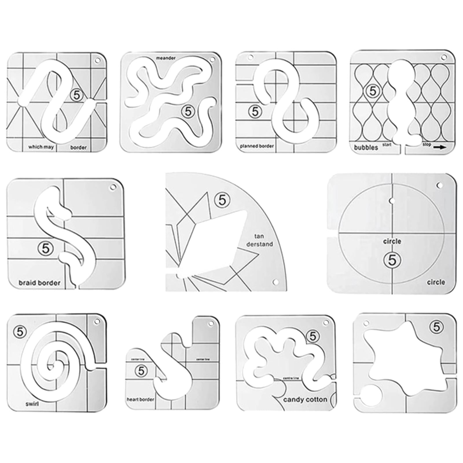 Free Motion Quilting Templates Set DIY Domestic for Embroidery Hobbyists