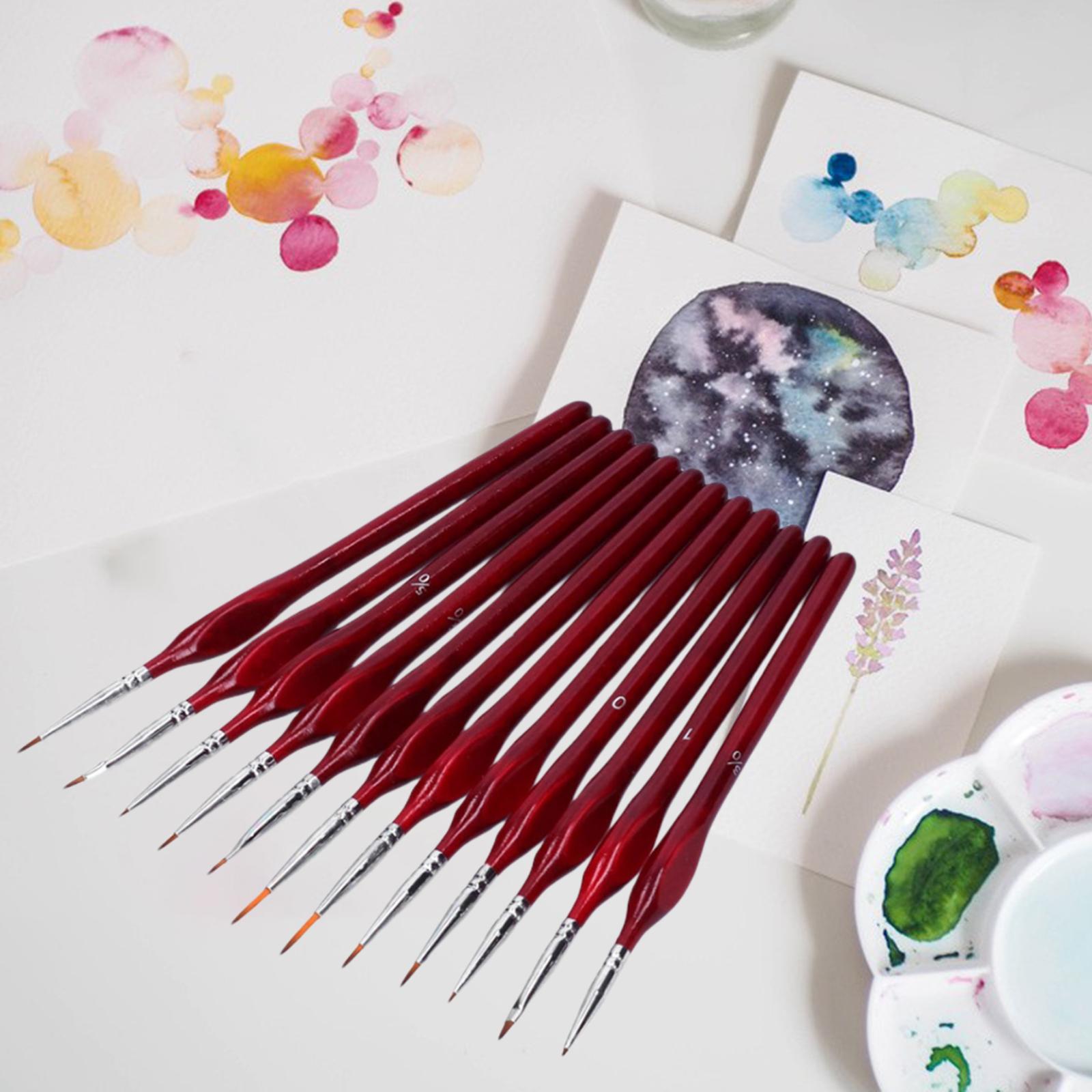 12x Artist Paint Script Liner Detail Paint Brush for Watercolor Oil Painting Red