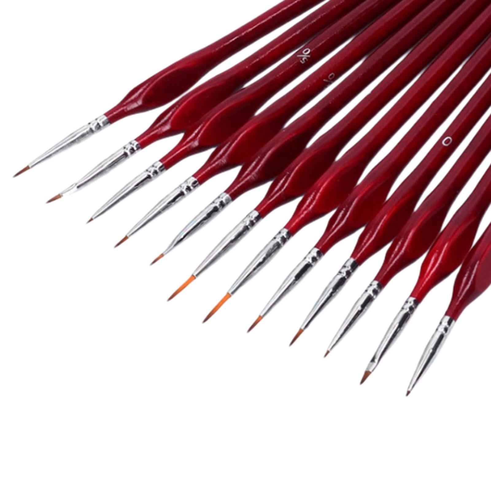 12x Artist Paint Script Liner Detail Paint Brush for Watercolor Oil Painting Red