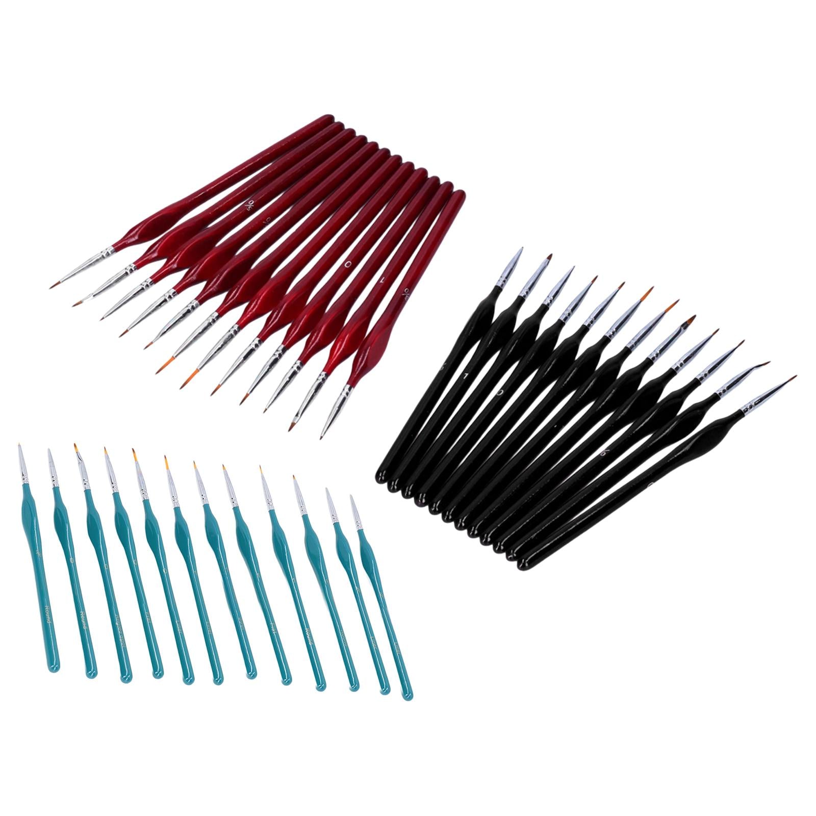 12x Artist Paint Script Liner Detail Paint Brush for Watercolor Oil Painting Red