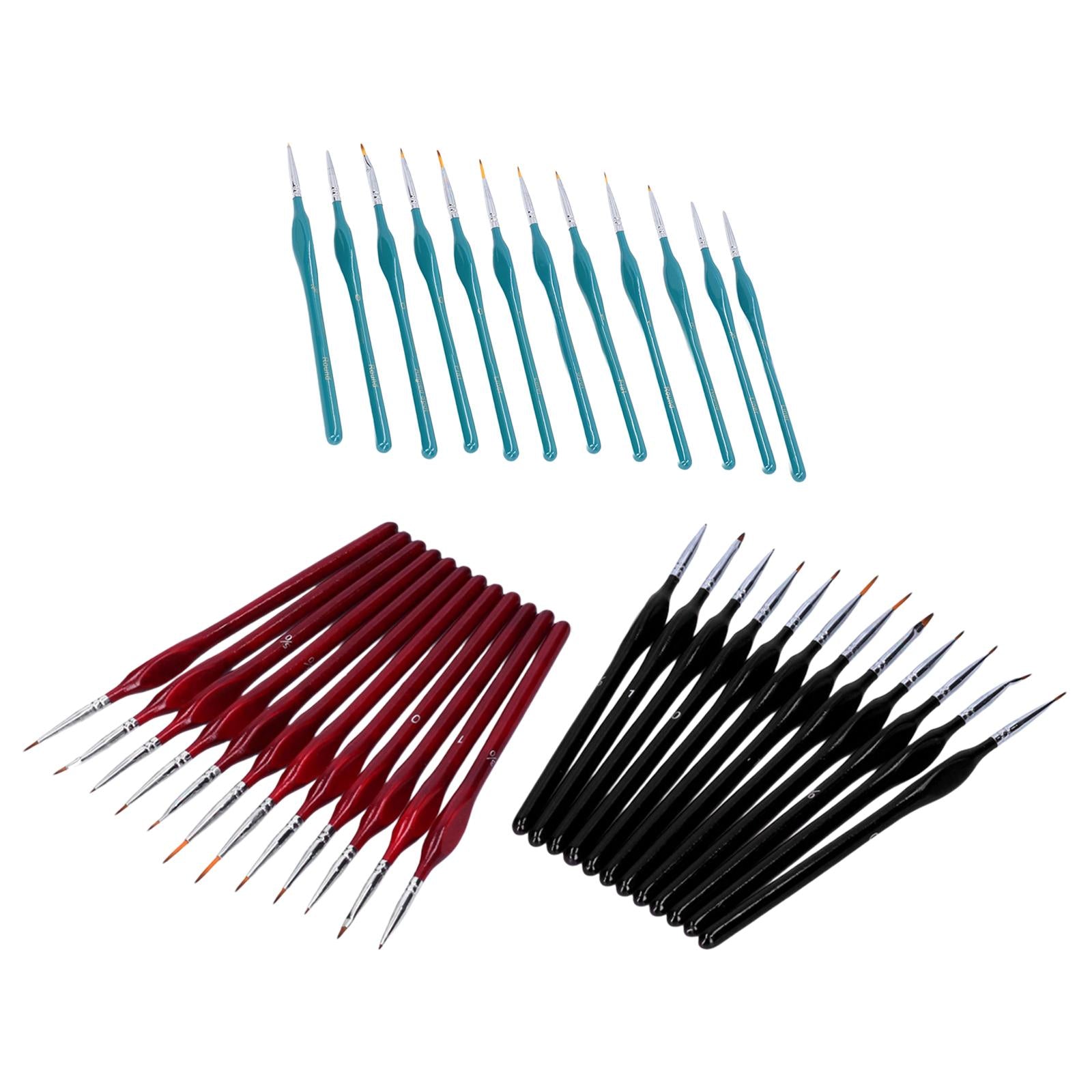 12x Artist Paint Script Liner Detail Paint Brush for Watercolor Oil Painting Red