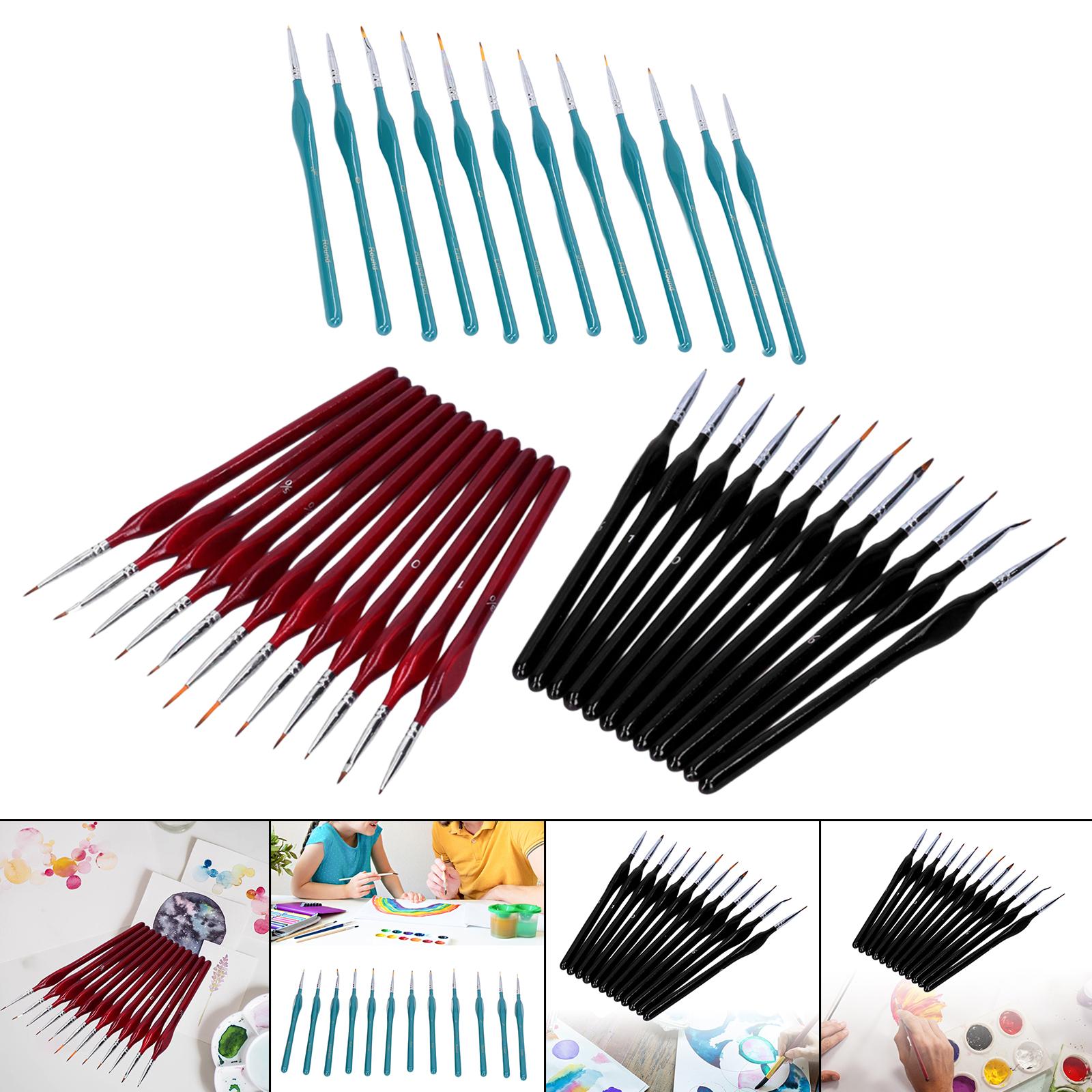 12x Artist Paint Script Liner Detail Paint Brush for Watercolor Oil Painting Red