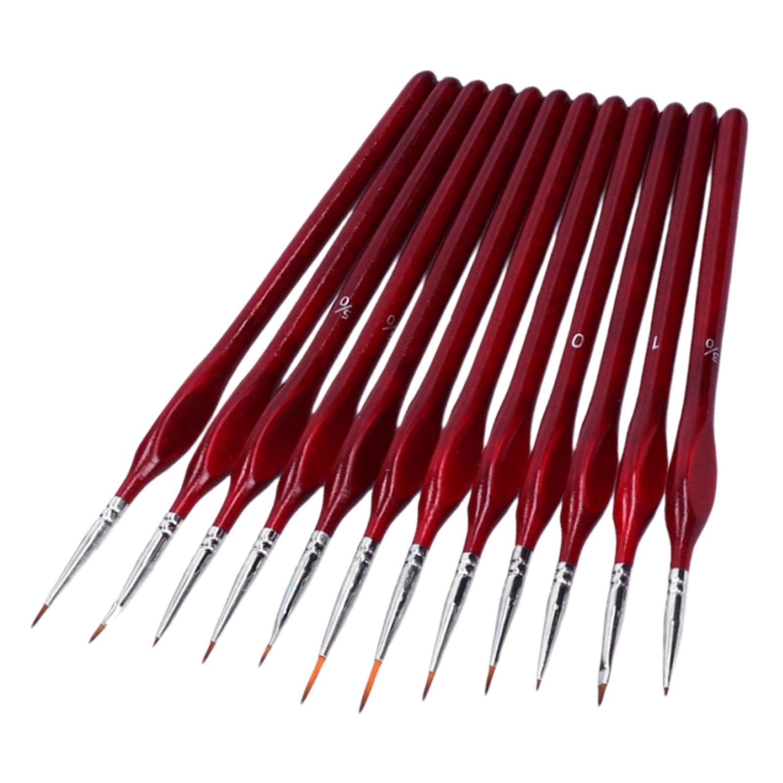 12x Artist Paint Script Liner Detail Paint Brush for Watercolor Oil Painting Red