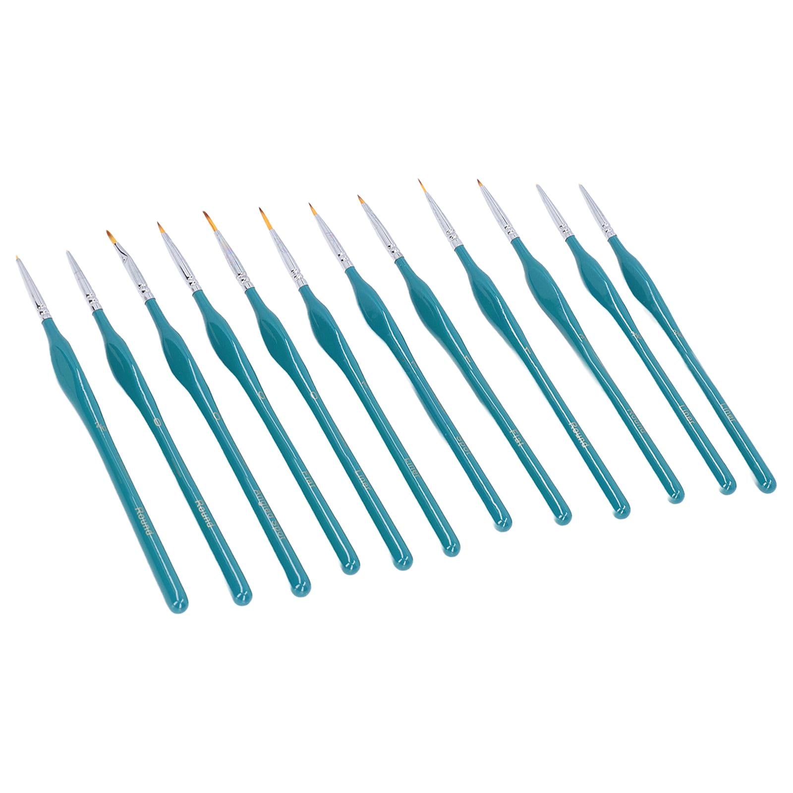 12x Artist Paint Script Liner Detail Paint Brush for Watercolor Oil Painting Blue