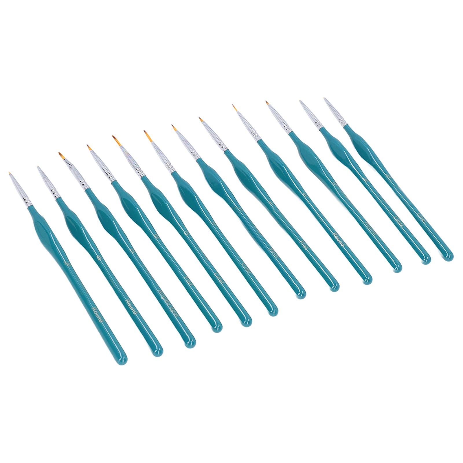 12x Artist Paint Script Liner Detail Paint Brush for Watercolor Oil Painting Blue