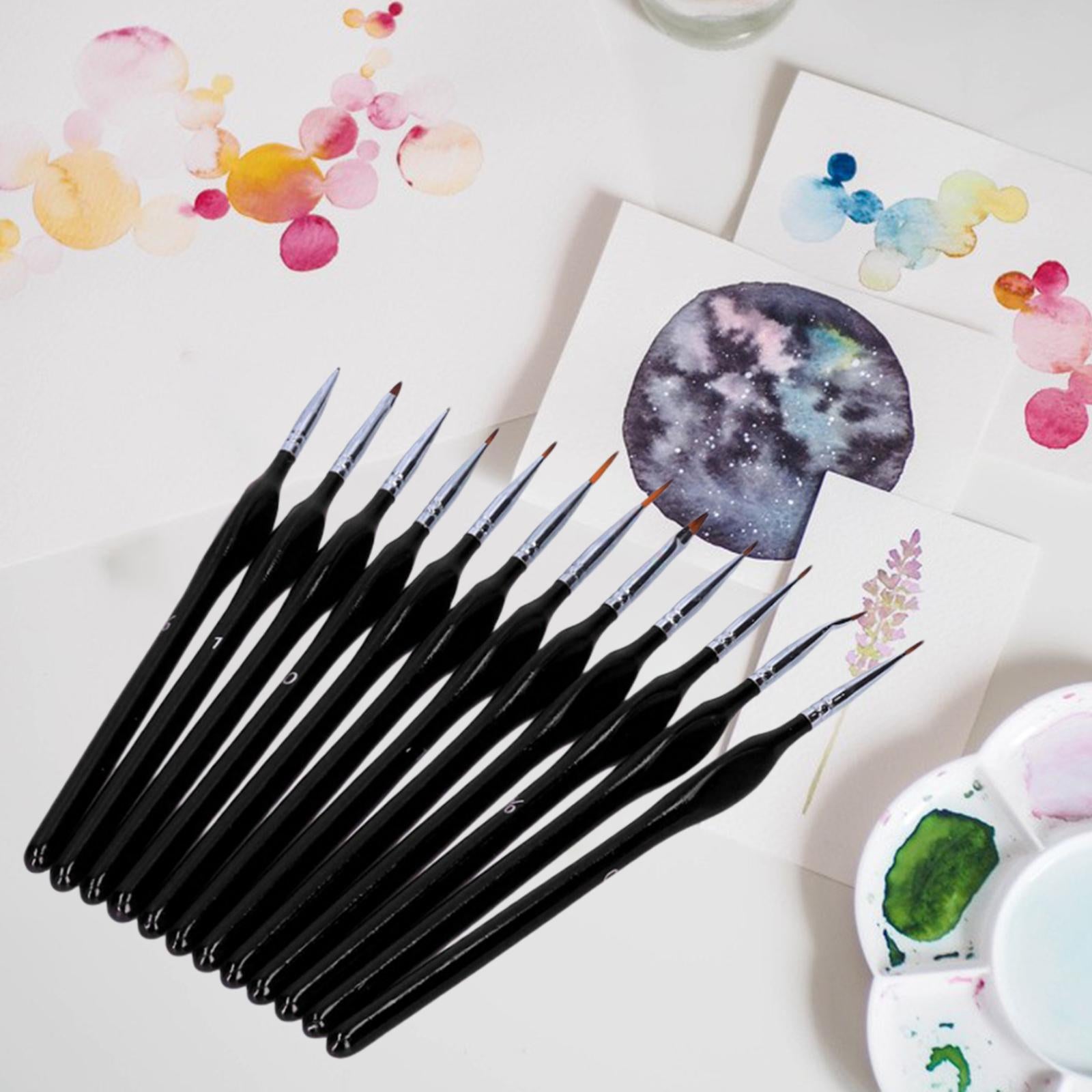 12x Artist Paint Script Liner Detail Paint Brush for Watercolor Oil Painting Black