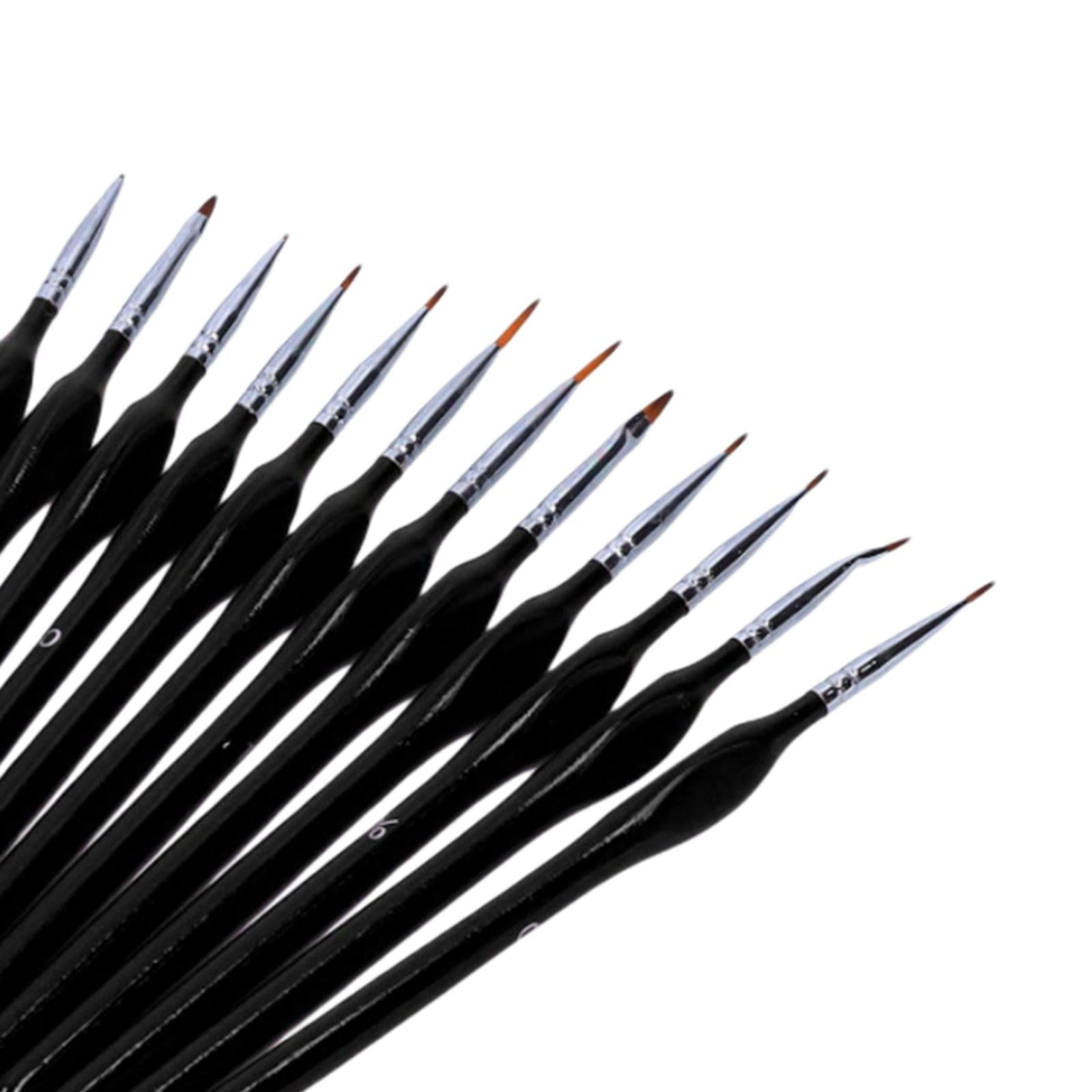 12x Artist Paint Script Liner Detail Paint Brush for Watercolor Oil Painting Black