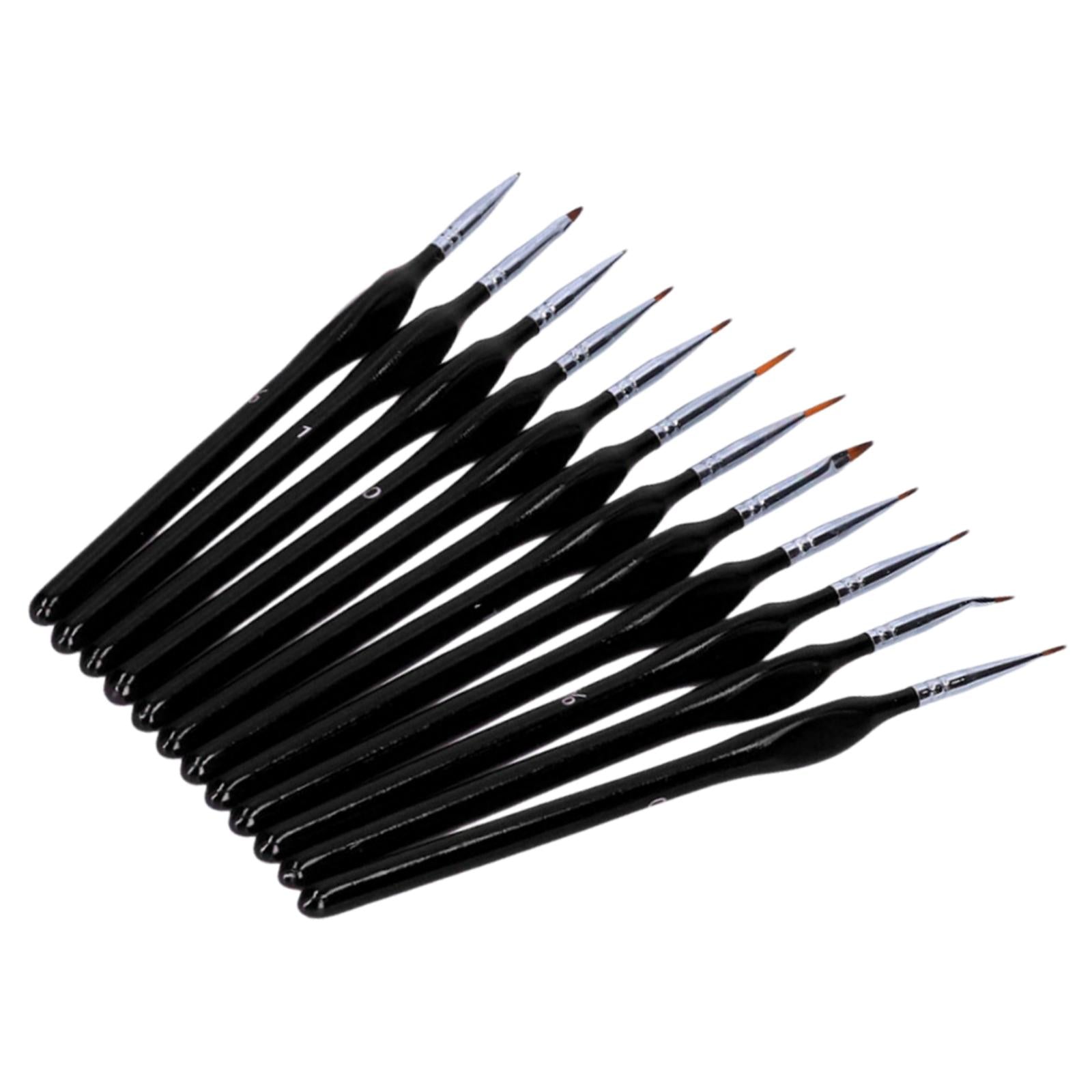 12x Artist Paint Script Liner Detail Paint Brush for Watercolor Oil Painting Black