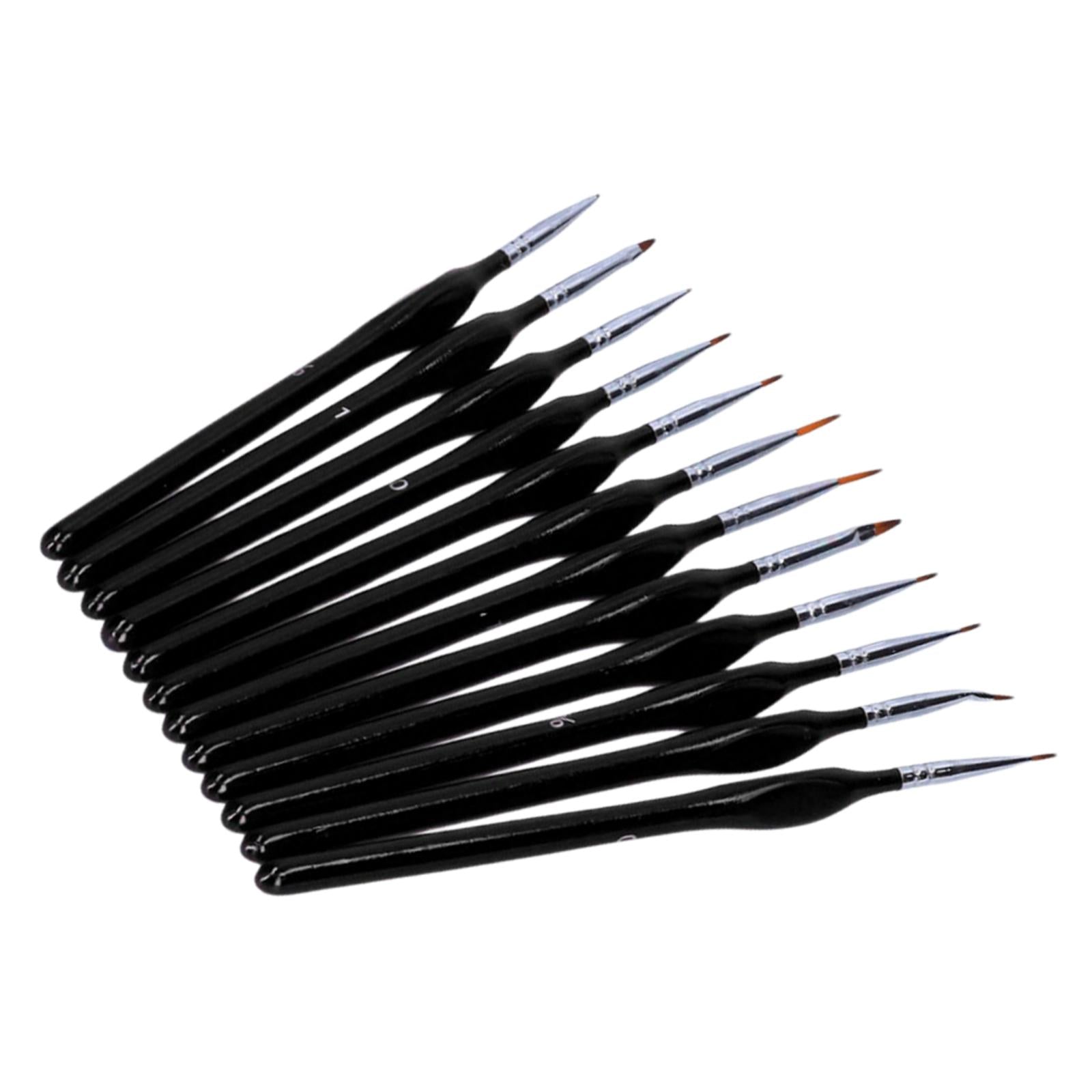 12x Artist Paint Script Liner Detail Paint Brush for Watercolor Oil Painting Black