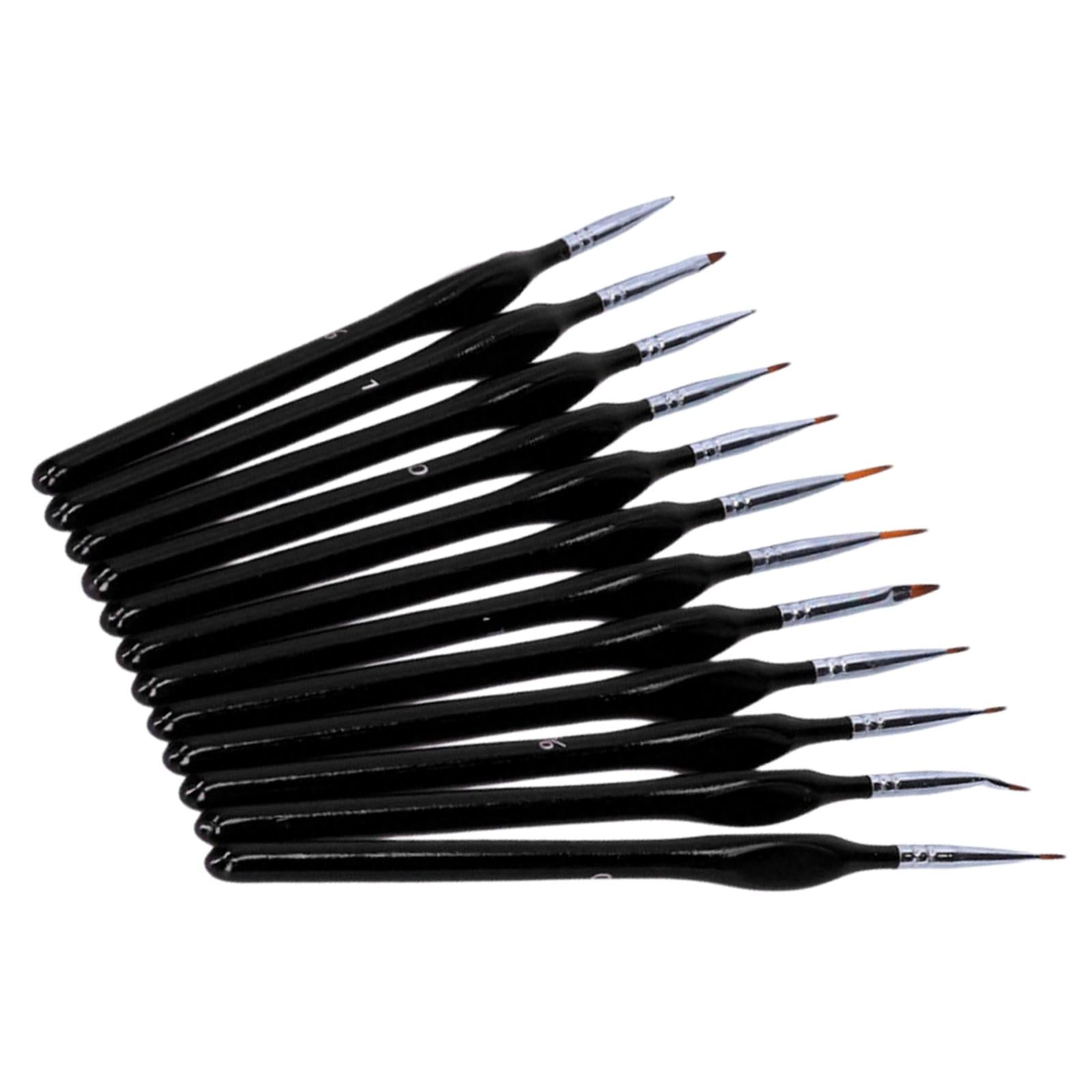 12x Artist Paint Script Liner Detail Paint Brush for Watercolor Oil Painting Black