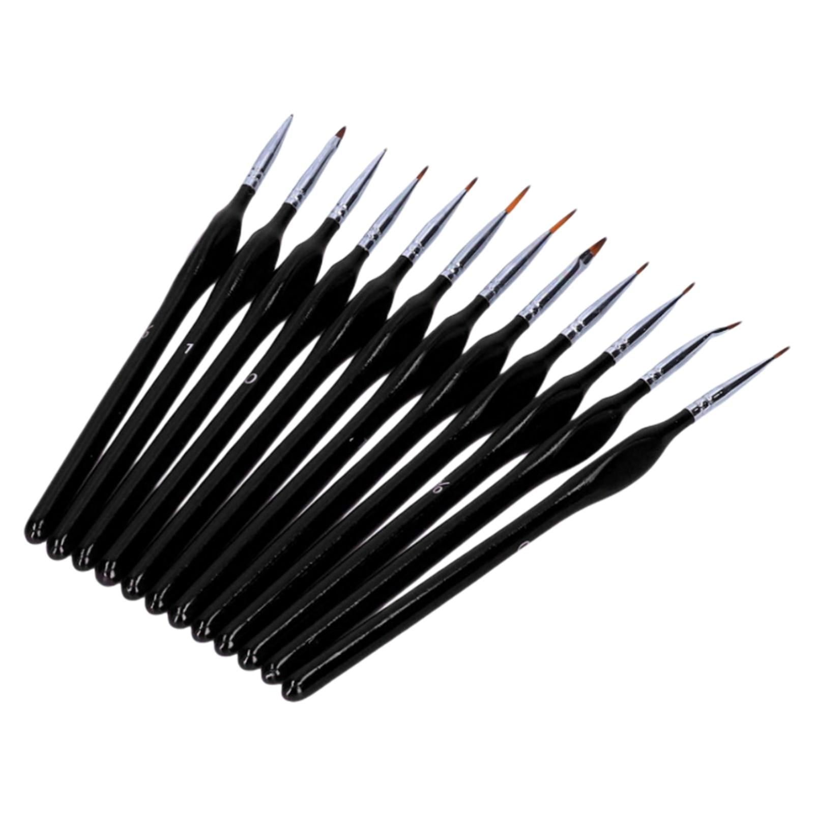 12x Artist Paint Script Liner Detail Paint Brush for Watercolor Oil Painting Black