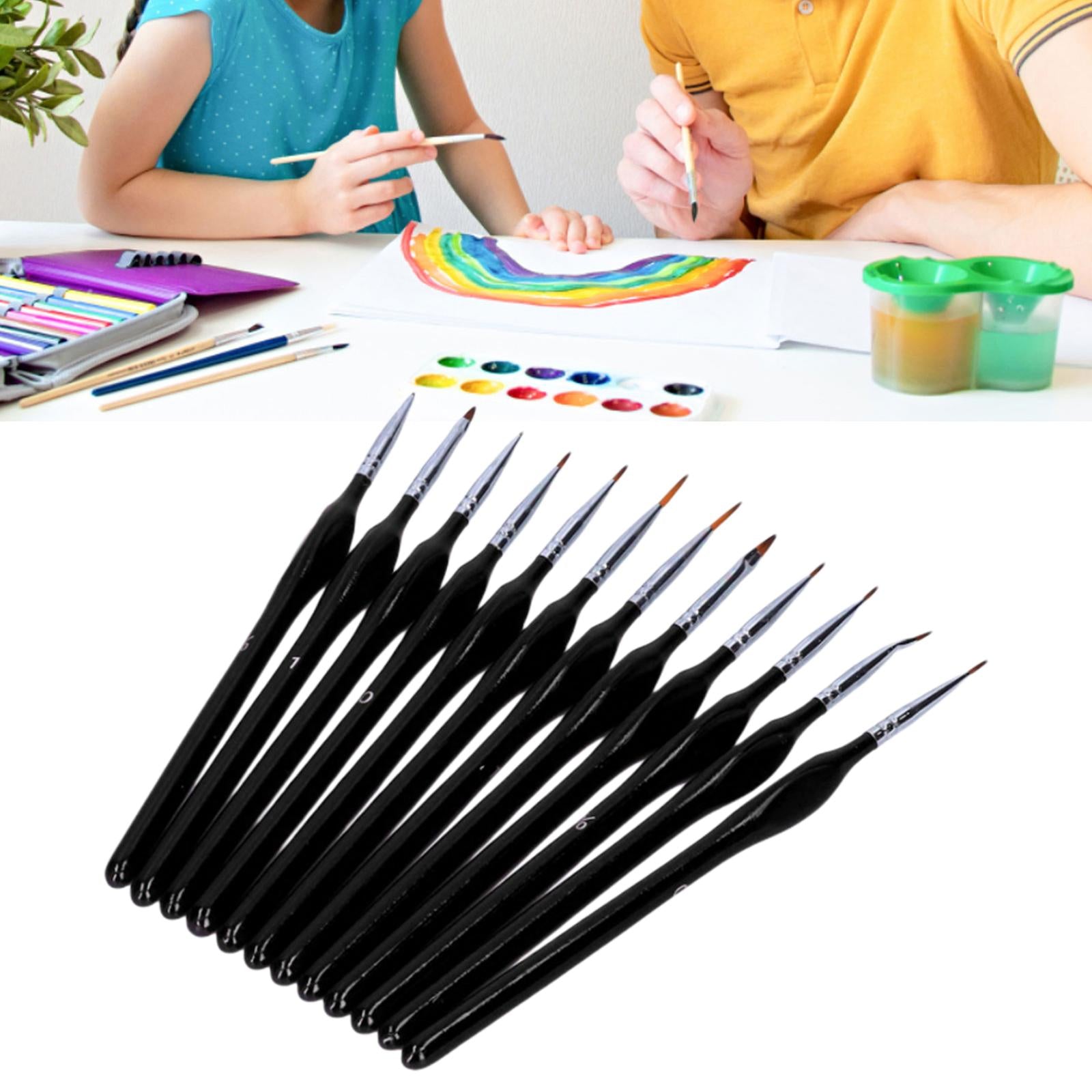 12x Artist Paint Script Liner Detail Paint Brush for Watercolor Oil Painting Black