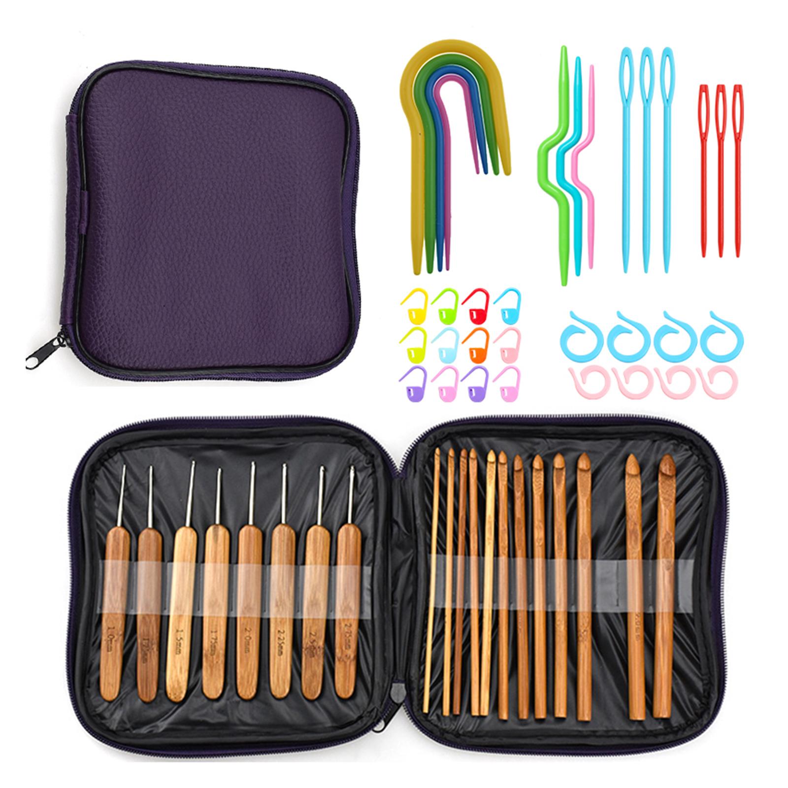 20Pcs Crochet Hooks Yarn Knitting Needles with Bag DIY Crafts Supplies Tool