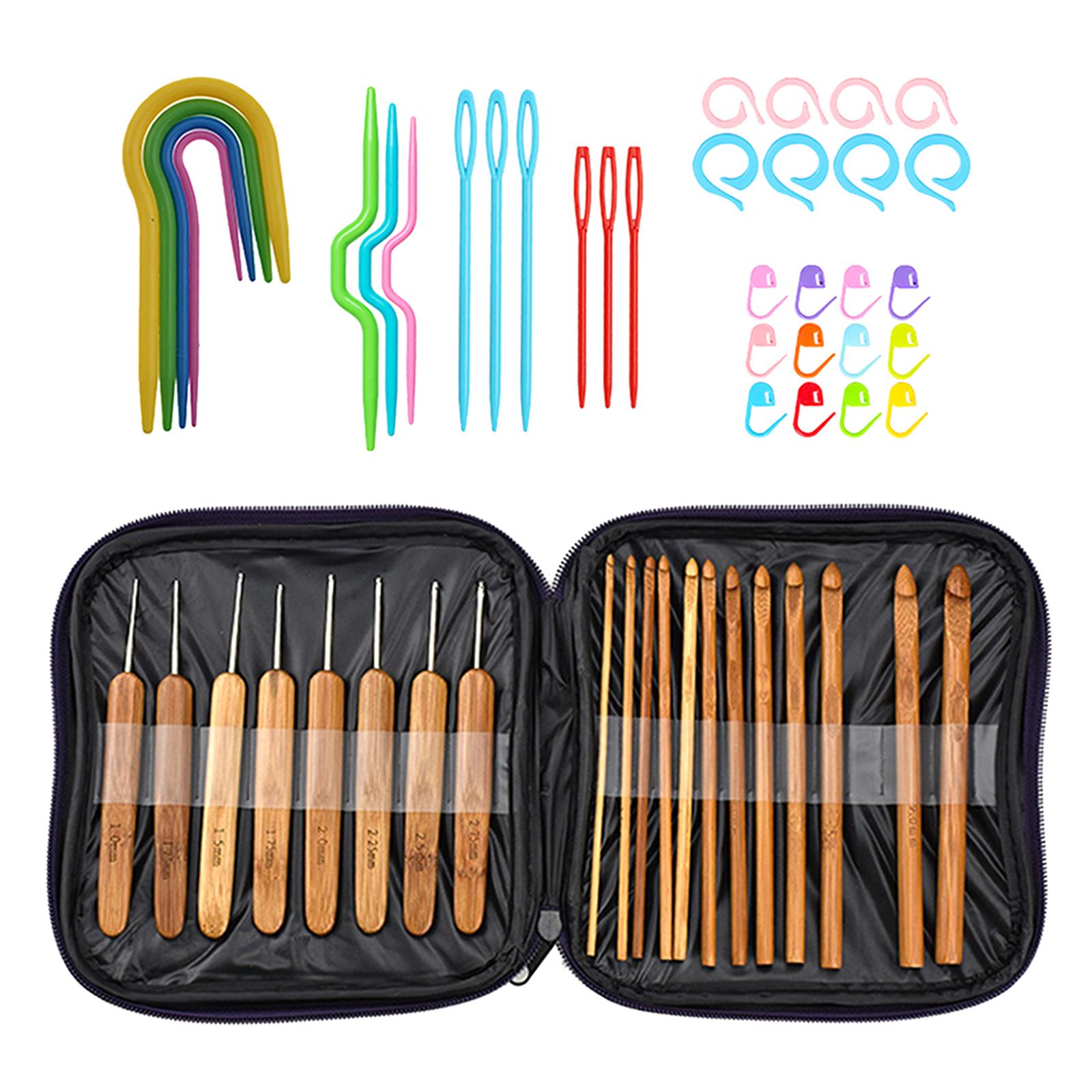 20Pcs Crochet Hooks Yarn Knitting Needles with Bag DIY Crafts Supplies Tool
