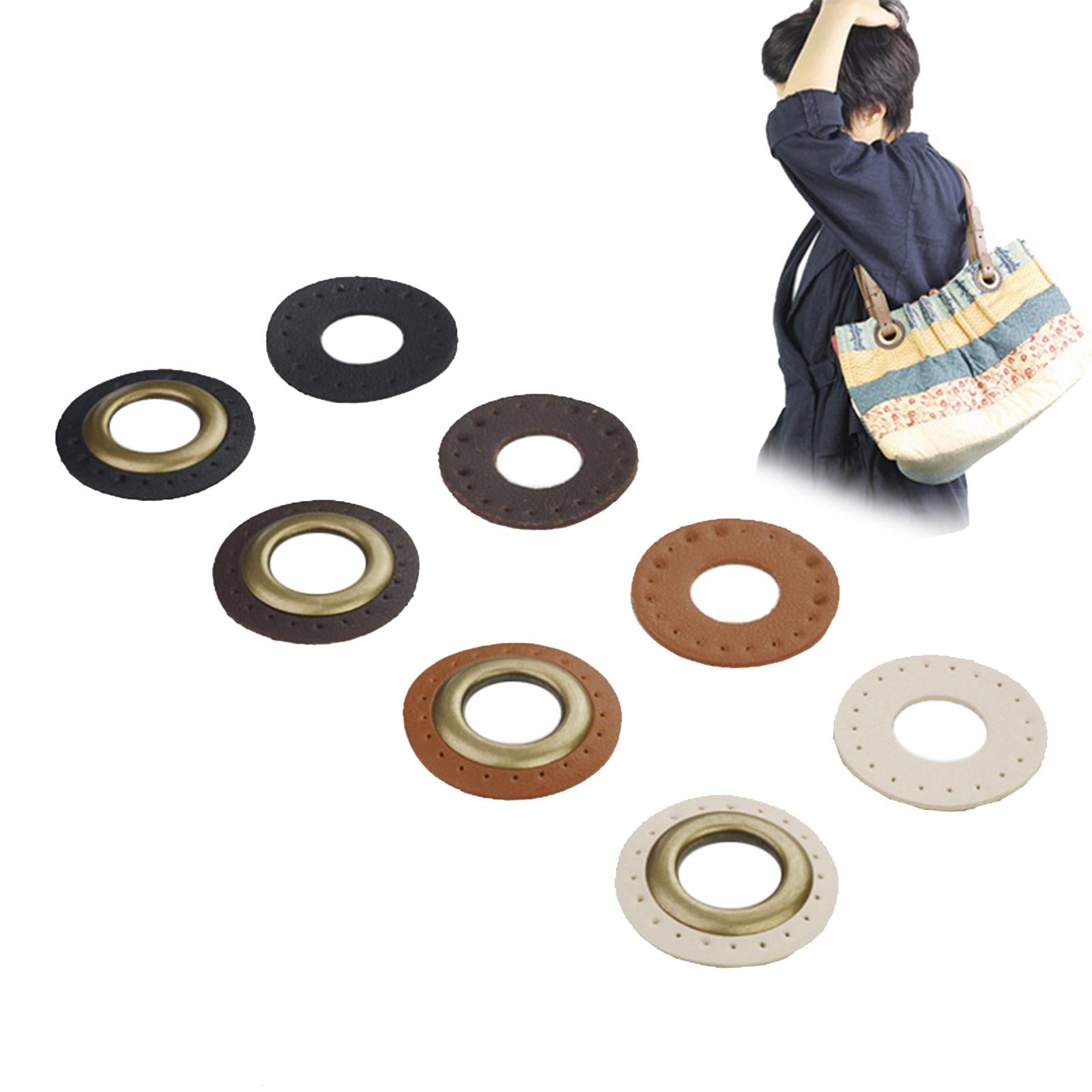 PU Leather Grommets Eyelets Set Patches Crafts Applique for Purse Bags Shoes Black