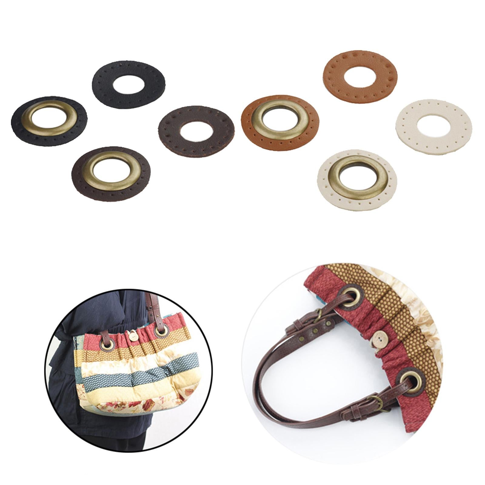 PU Leather Grommets Eyelets Set Patches Crafts Applique for Purse Bags Shoes Black
