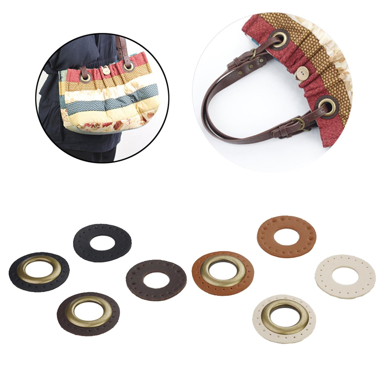 PU Leather Grommets Eyelets Set Patches Crafts Applique for Purse Bags Shoes Black