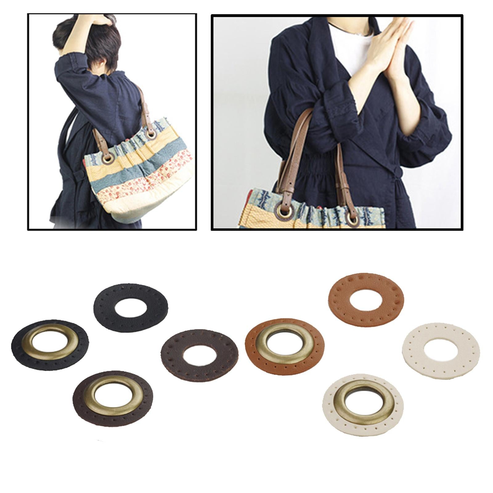PU Leather Grommets Eyelets Set Patches Crafts Applique for Purse Bags Shoes Black