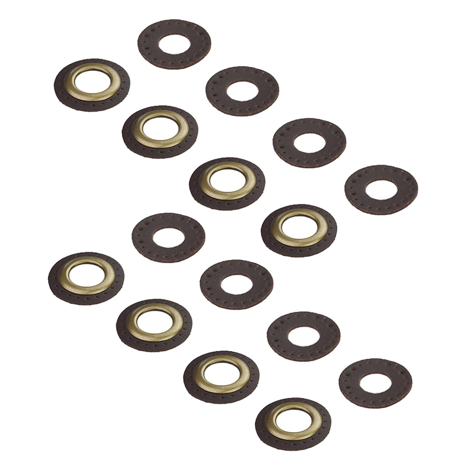PU Leather Grommets Eyelets Set Patches Crafts Applique for Purse Bags Shoes Dark Brown