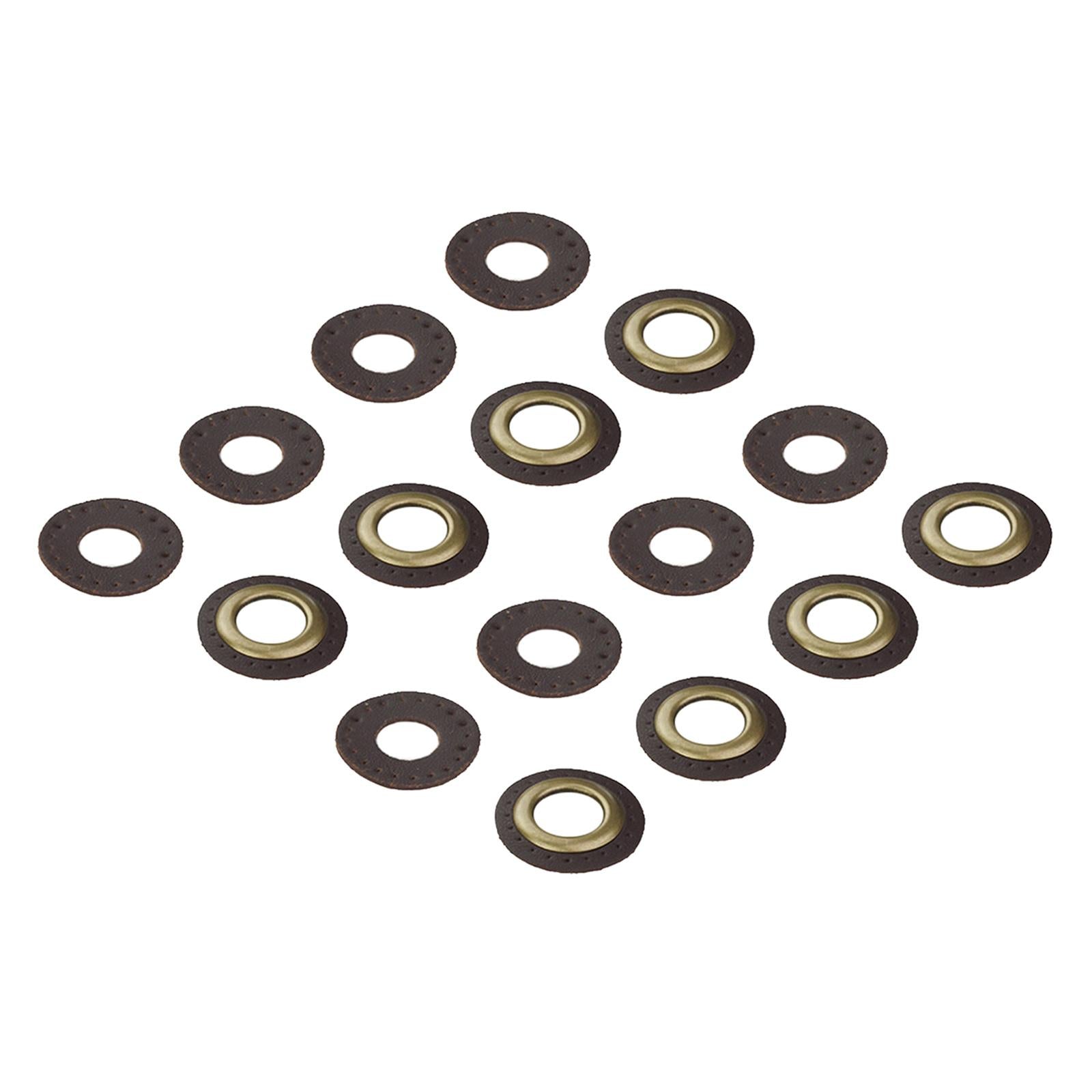 PU Leather Grommets Eyelets Set Patches Crafts Applique for Purse Bags Shoes Dark Brown