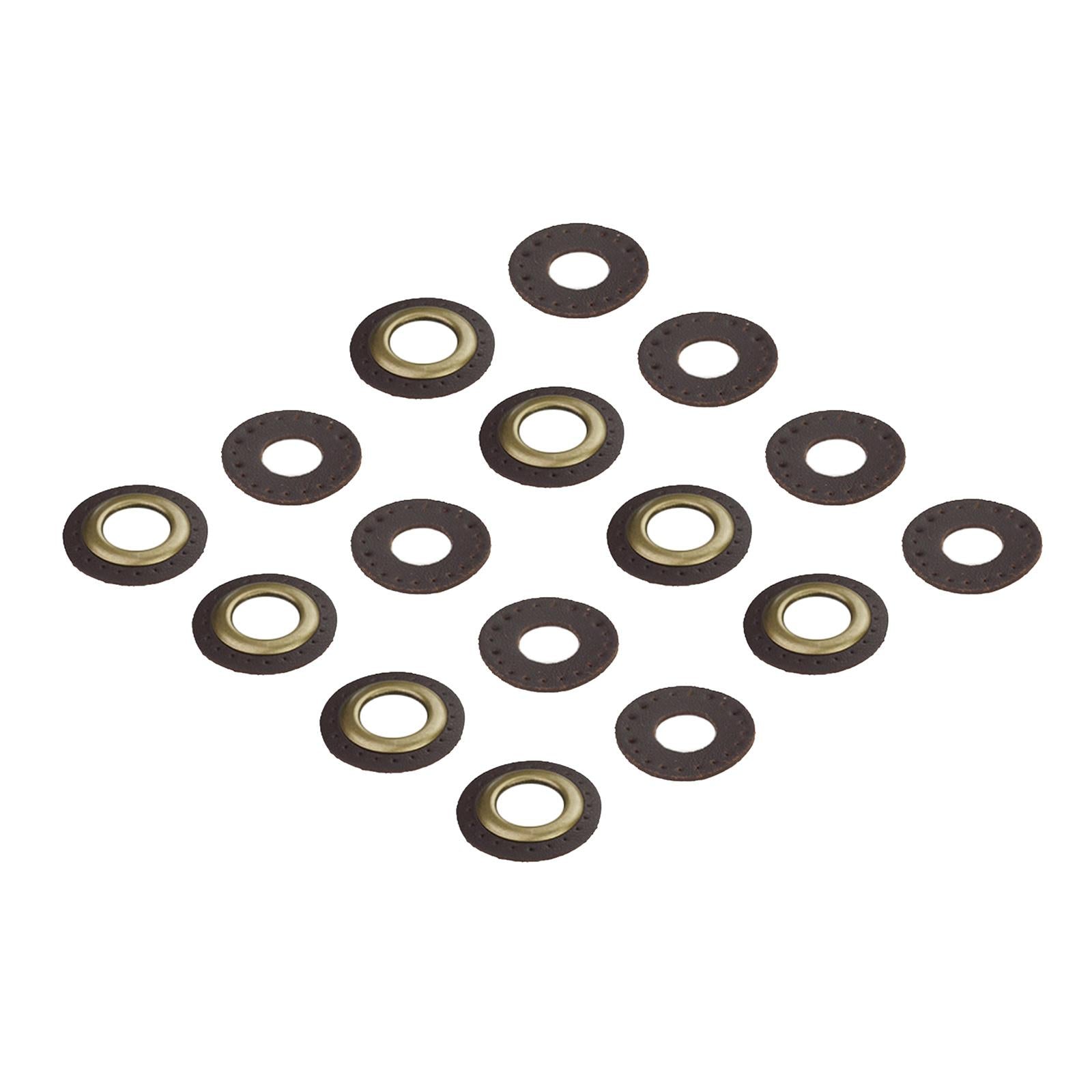 PU Leather Grommets Eyelets Set Patches Crafts Applique for Purse Bags Shoes Dark Brown