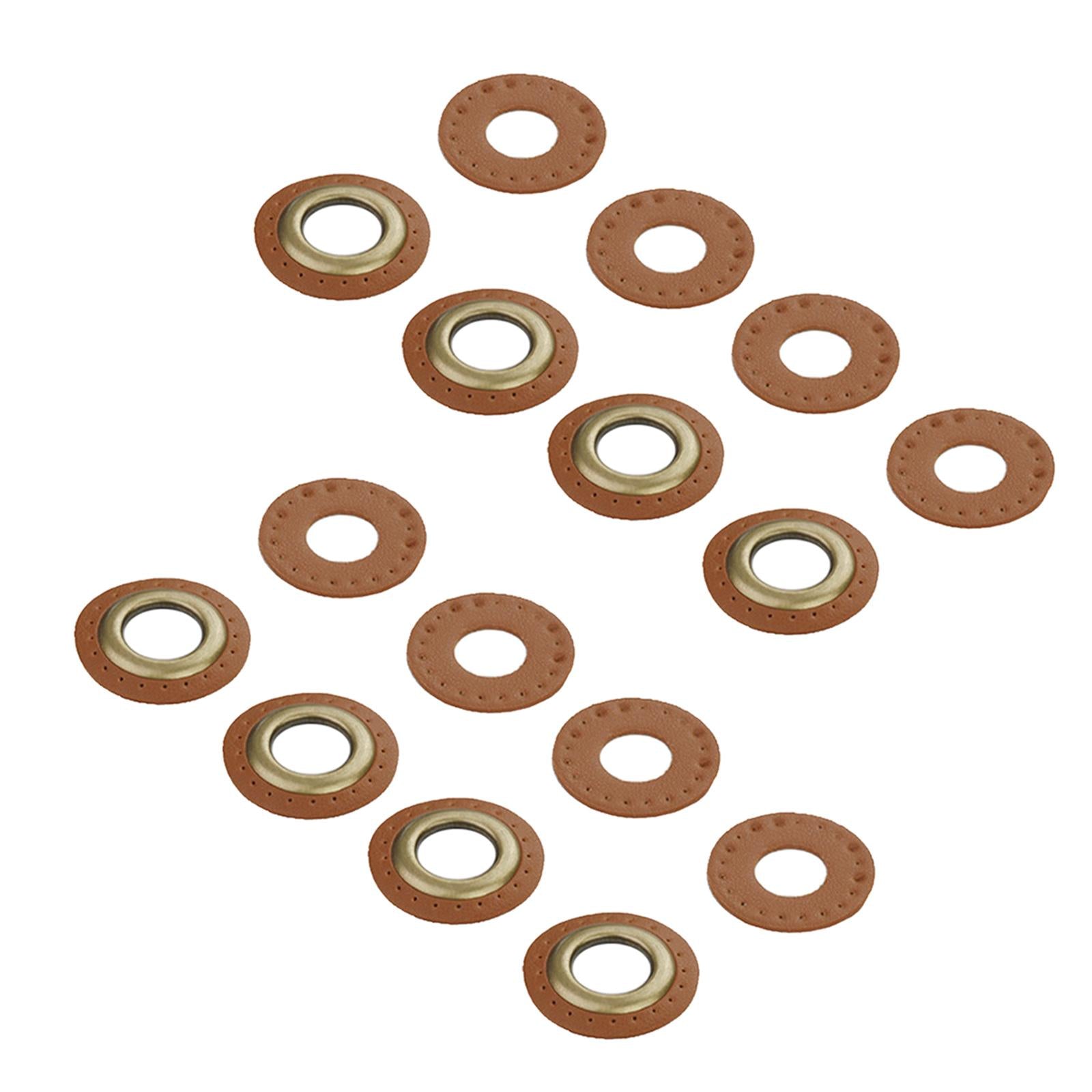 PU Leather Grommets Eyelets Set Patches Crafts Applique for Purse Bags Shoes Light Brown