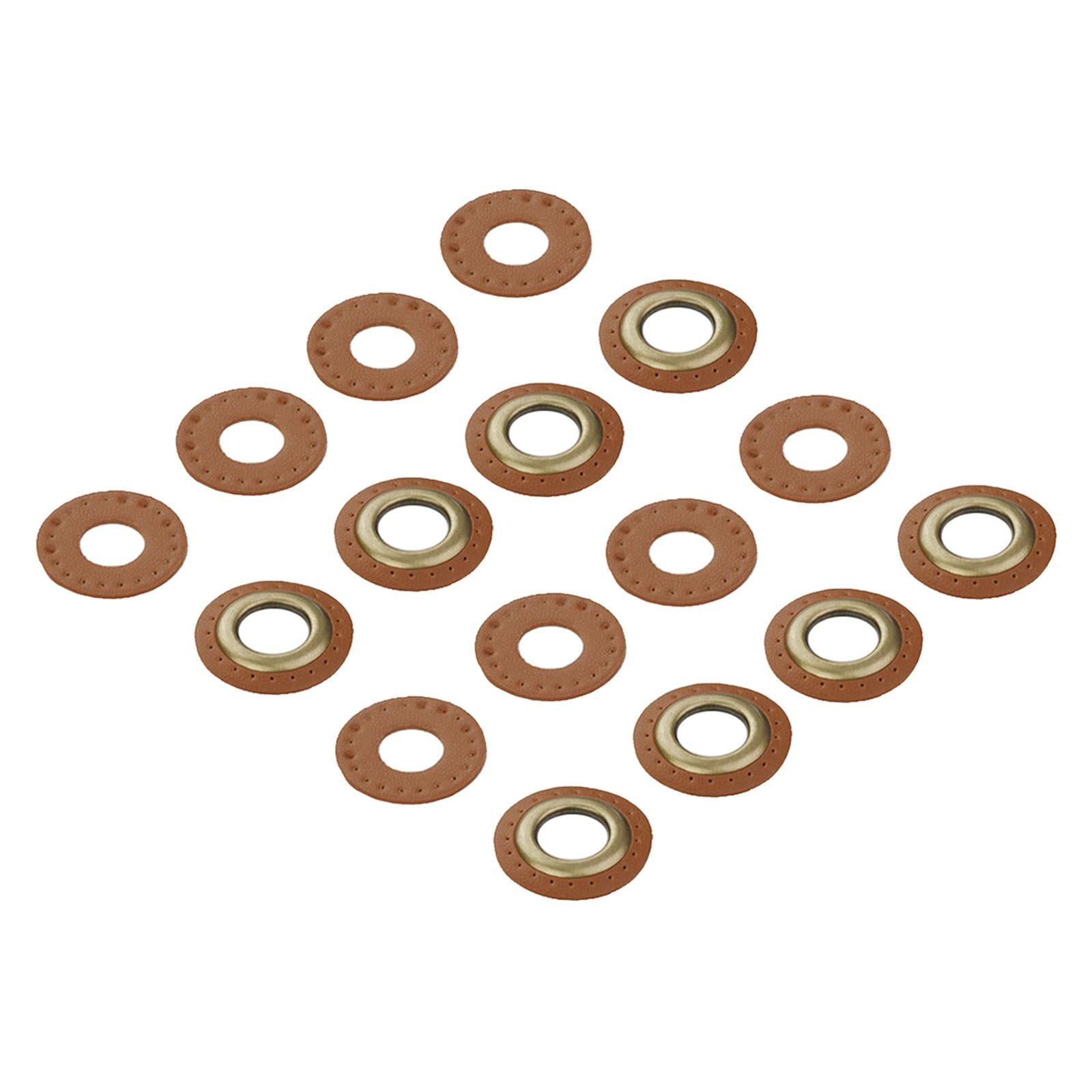PU Leather Grommets Eyelets Set Patches Crafts Applique for Purse Bags Shoes Light Brown