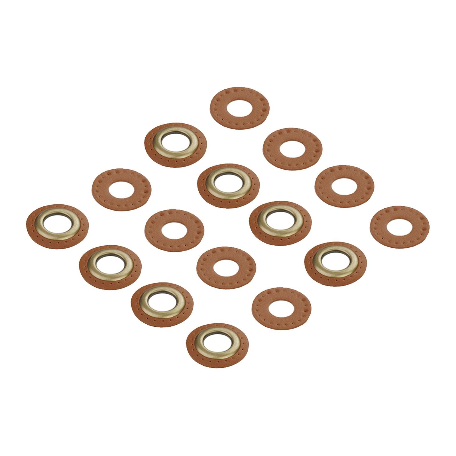 PU Leather Grommets Eyelets Set Patches Crafts Applique for Purse Bags Shoes Light Brown