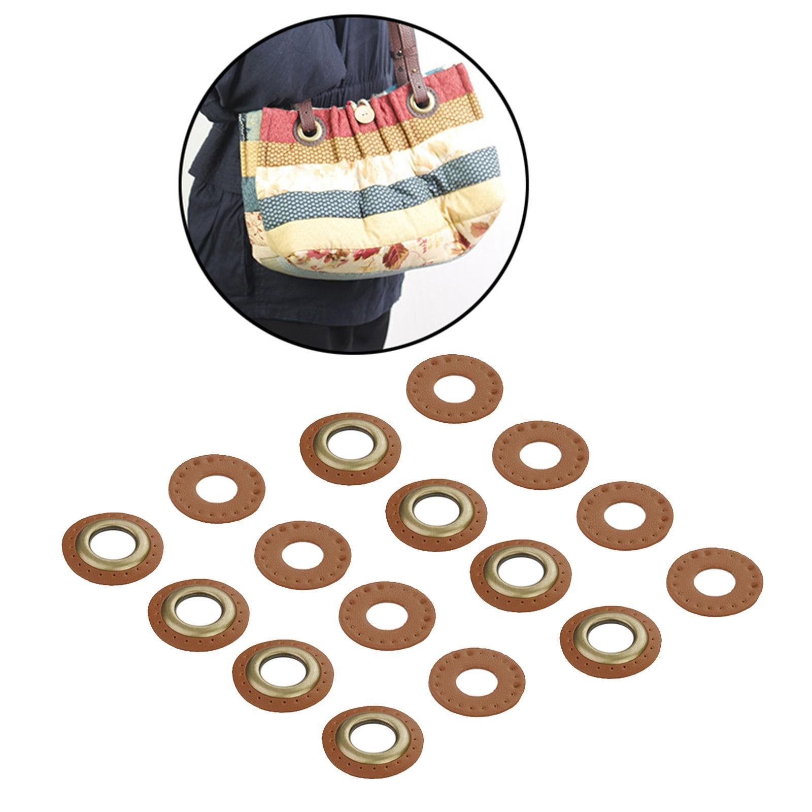 PU Leather Grommets Eyelets Set Patches Crafts Applique for Purse Bags Shoes Light Brown