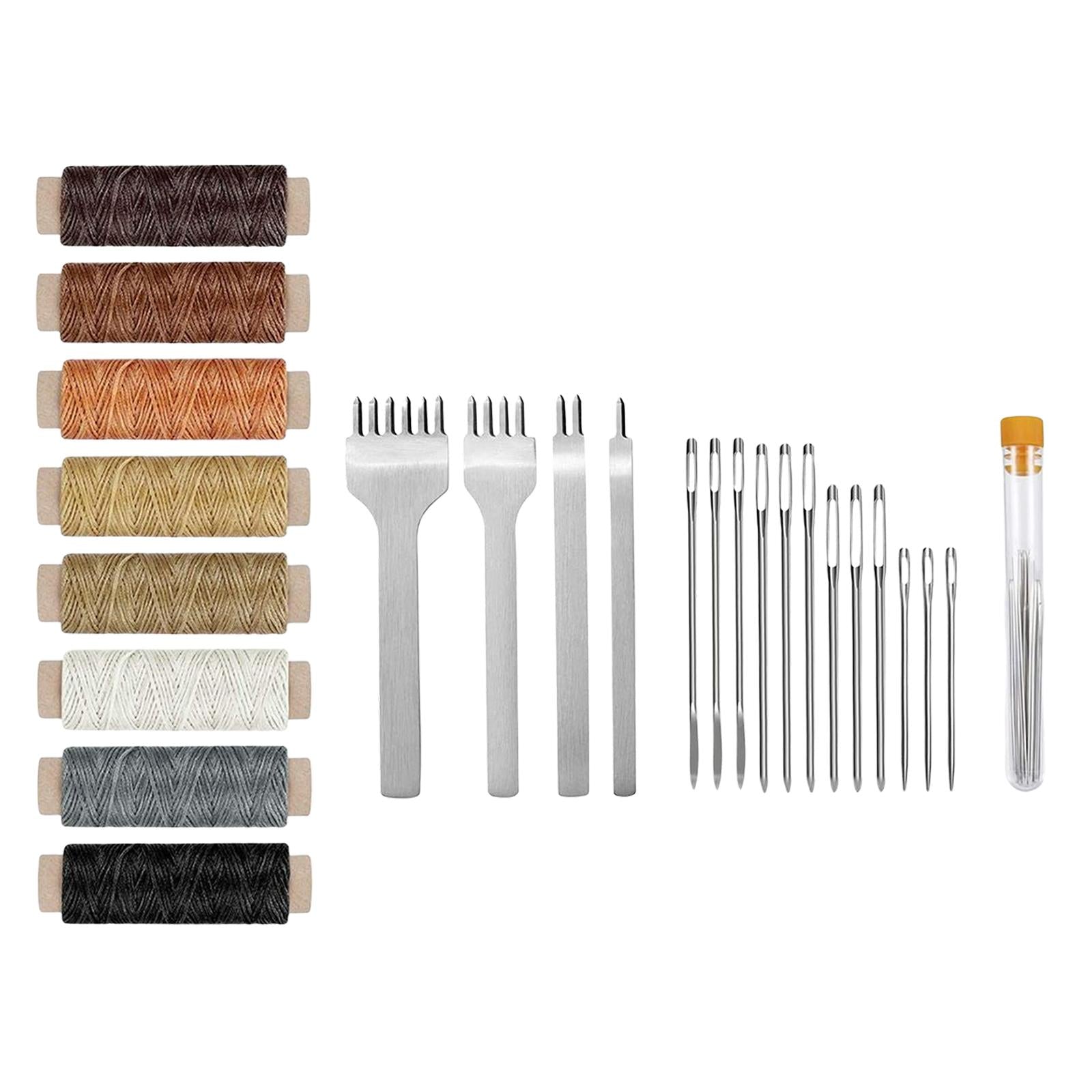 24Pcs Leather Craft Kit Hand Stitching Accessories Leathercraft Work Saddle