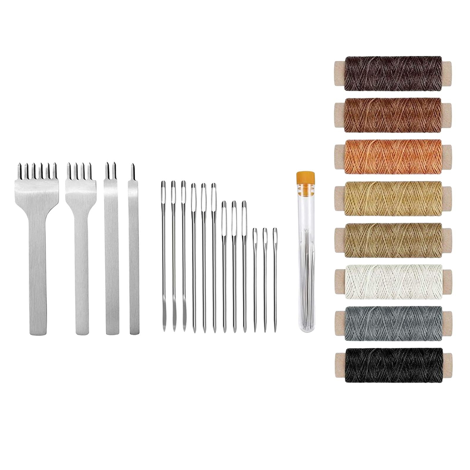24Pcs Leather Craft Kit Hand Stitching Accessories Leathercraft Work Saddle