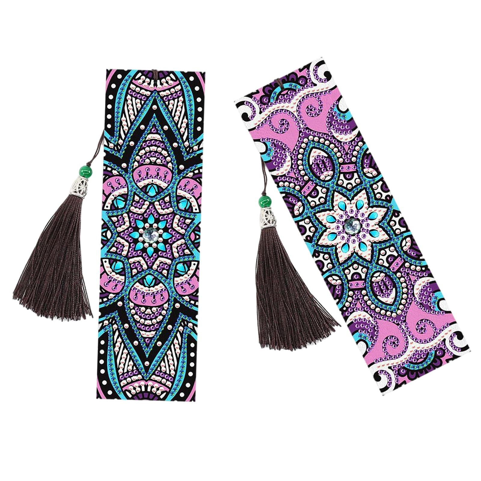 5D Diamond Painting Bookmark Kit Tassel Bookmark Art Crafts for Kids Adults Flower