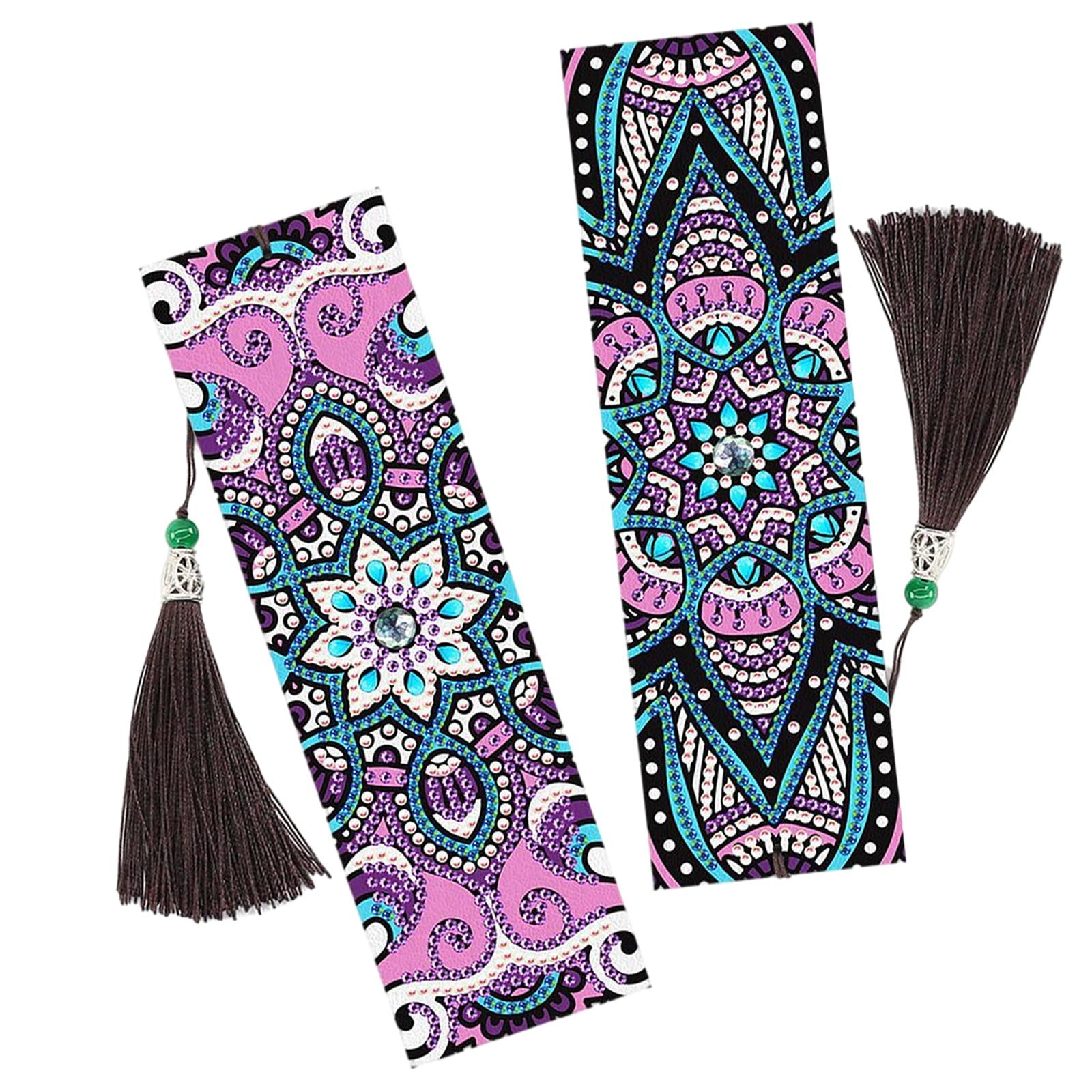 5D Diamond Painting Bookmark Kit Tassel Bookmark Art Crafts for Kids Adults Flower