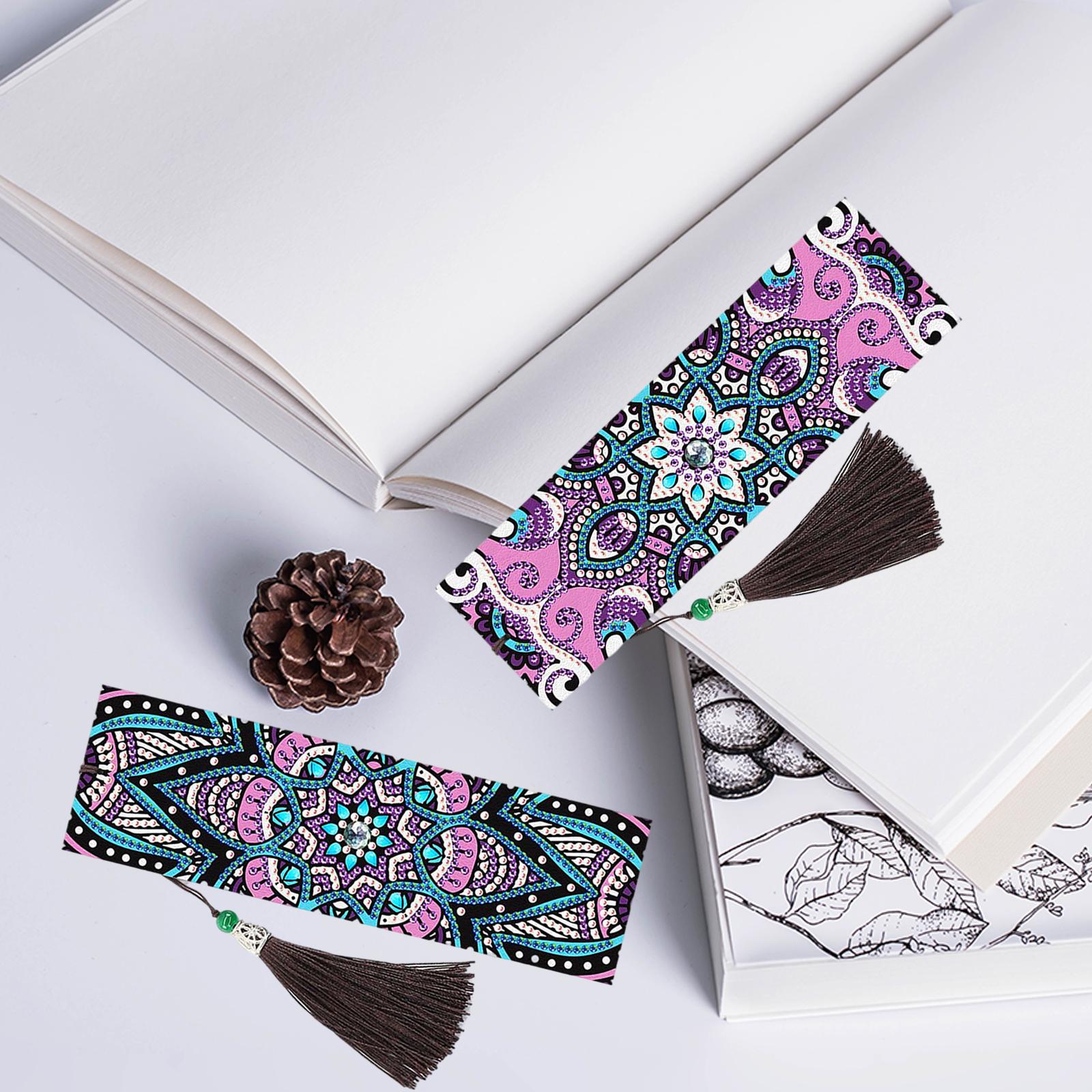 5D Diamond Painting Bookmark Kit Tassel Bookmark Art Crafts for Kids Adults Flower