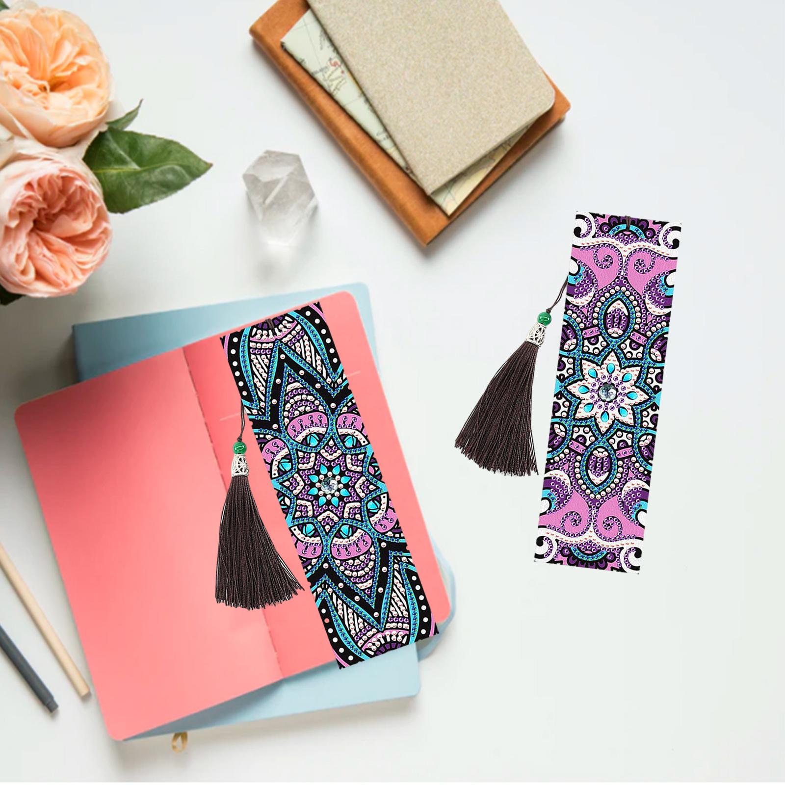 5D Diamond Painting Bookmark Kit Tassel Bookmark Art Crafts for Kids Adults Flower