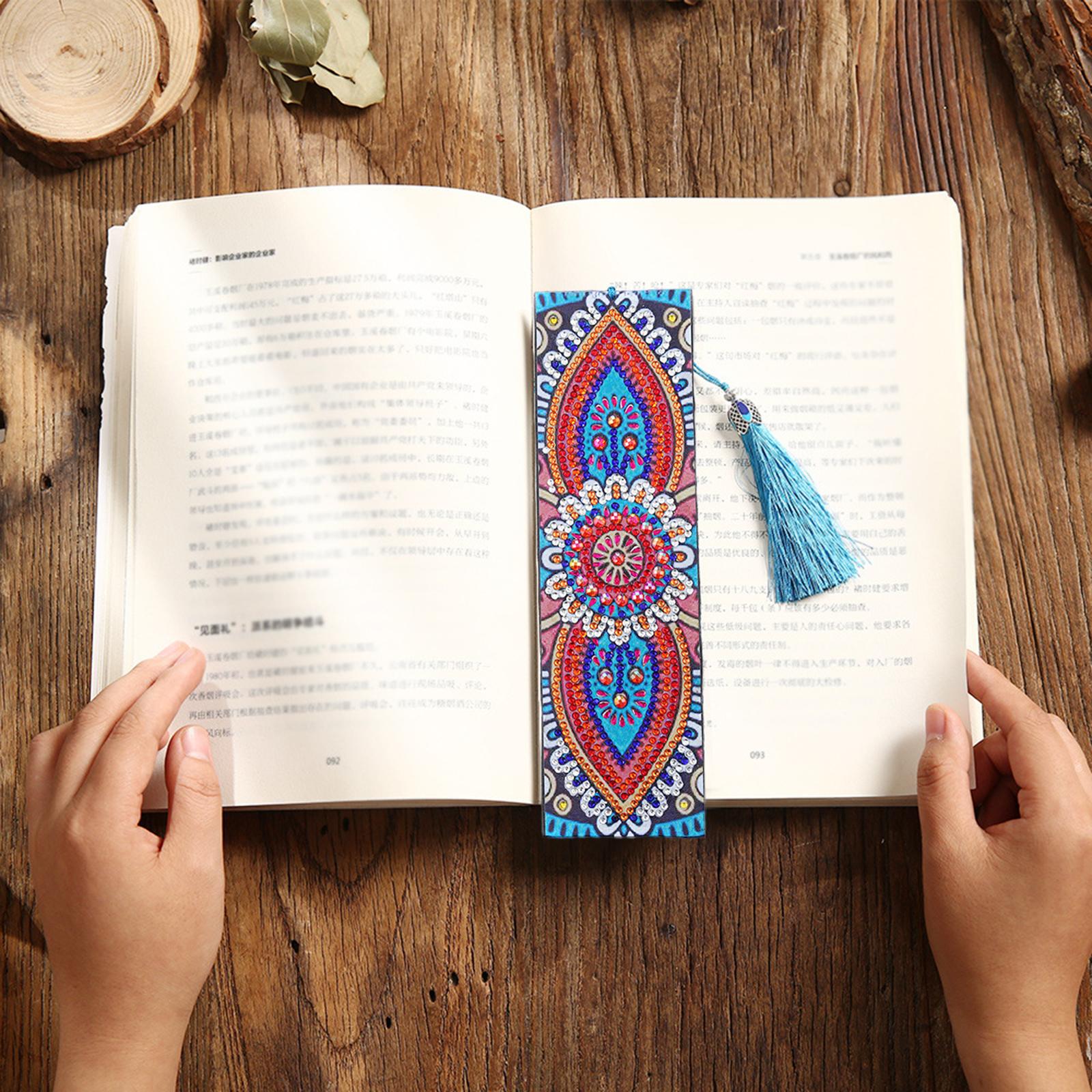 Beaded Painting Bookmarks Art Craft Supplies Drill Gift with Tassels 6