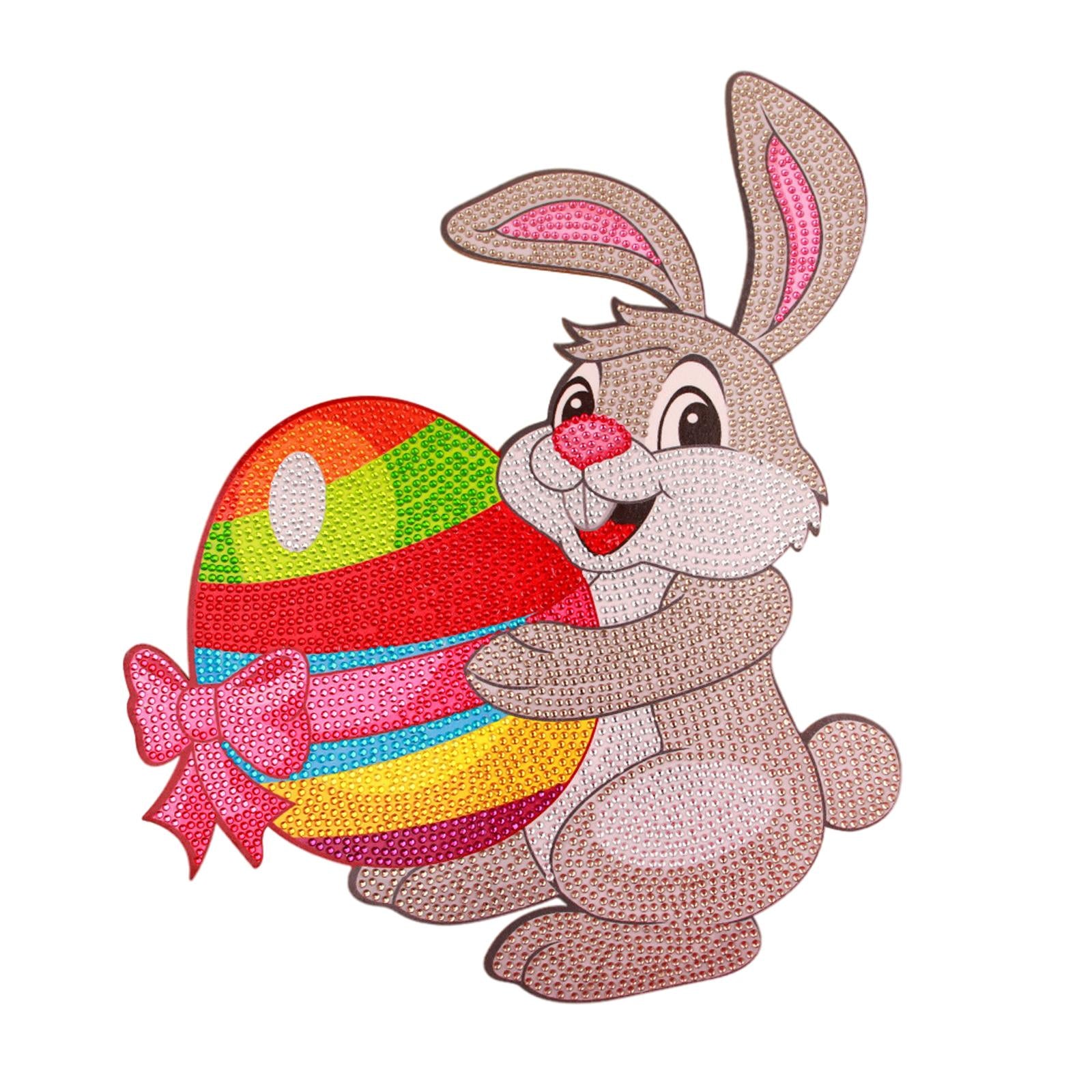 Easter Bunny Diamond Painting Ornament Full Drill Crystal Wall Decor 28x33cm