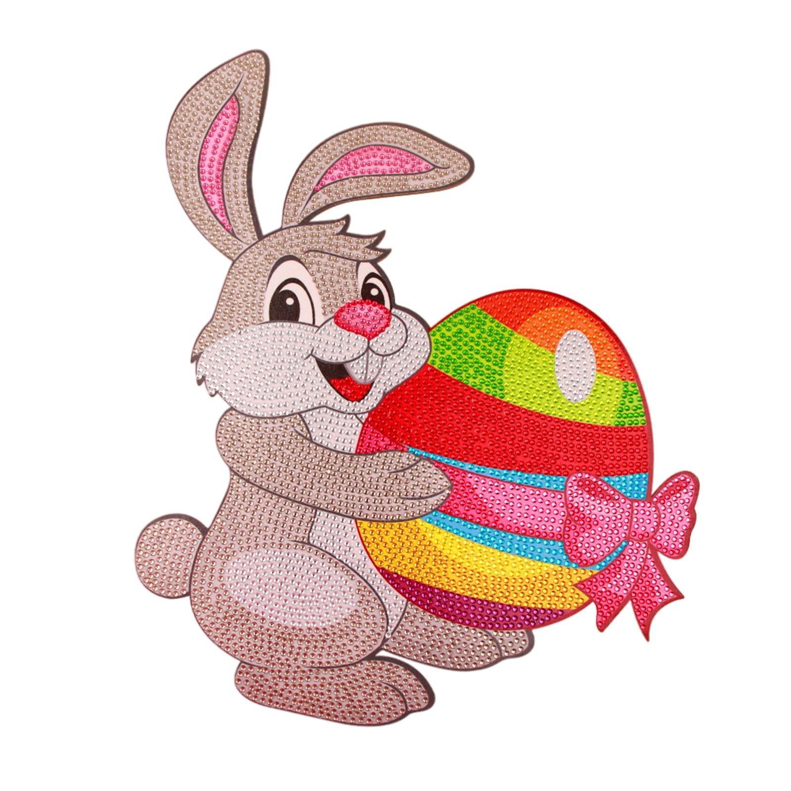 Easter Bunny Diamond Painting Ornament Full Drill Crystal Wall Decor 28x33cm