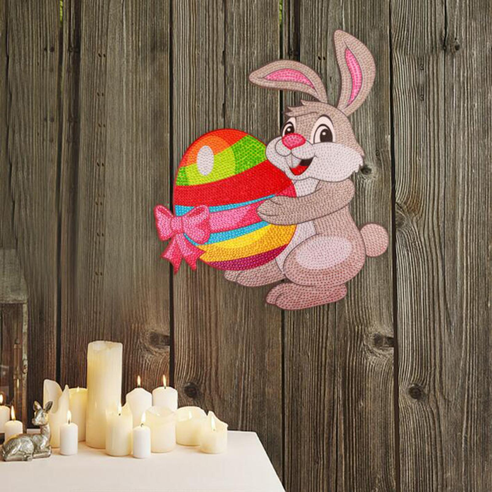 Easter Bunny Diamond Painting Ornament Full Drill Crystal Wall Decor 28x33cm
