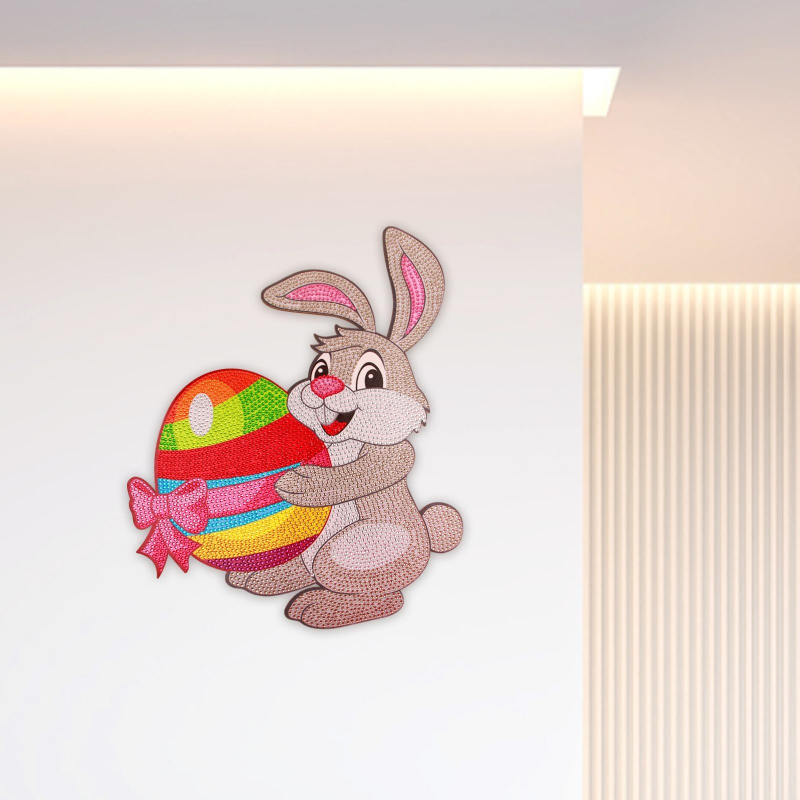 Easter Bunny Diamond Painting Ornament Full Drill Crystal Wall Decor 28x33cm