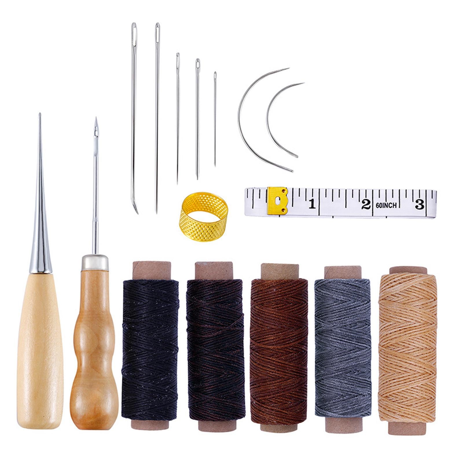 Leather Sewing Tools Stitching Punch Tools Kit Awl 150D Wax Thread Carving