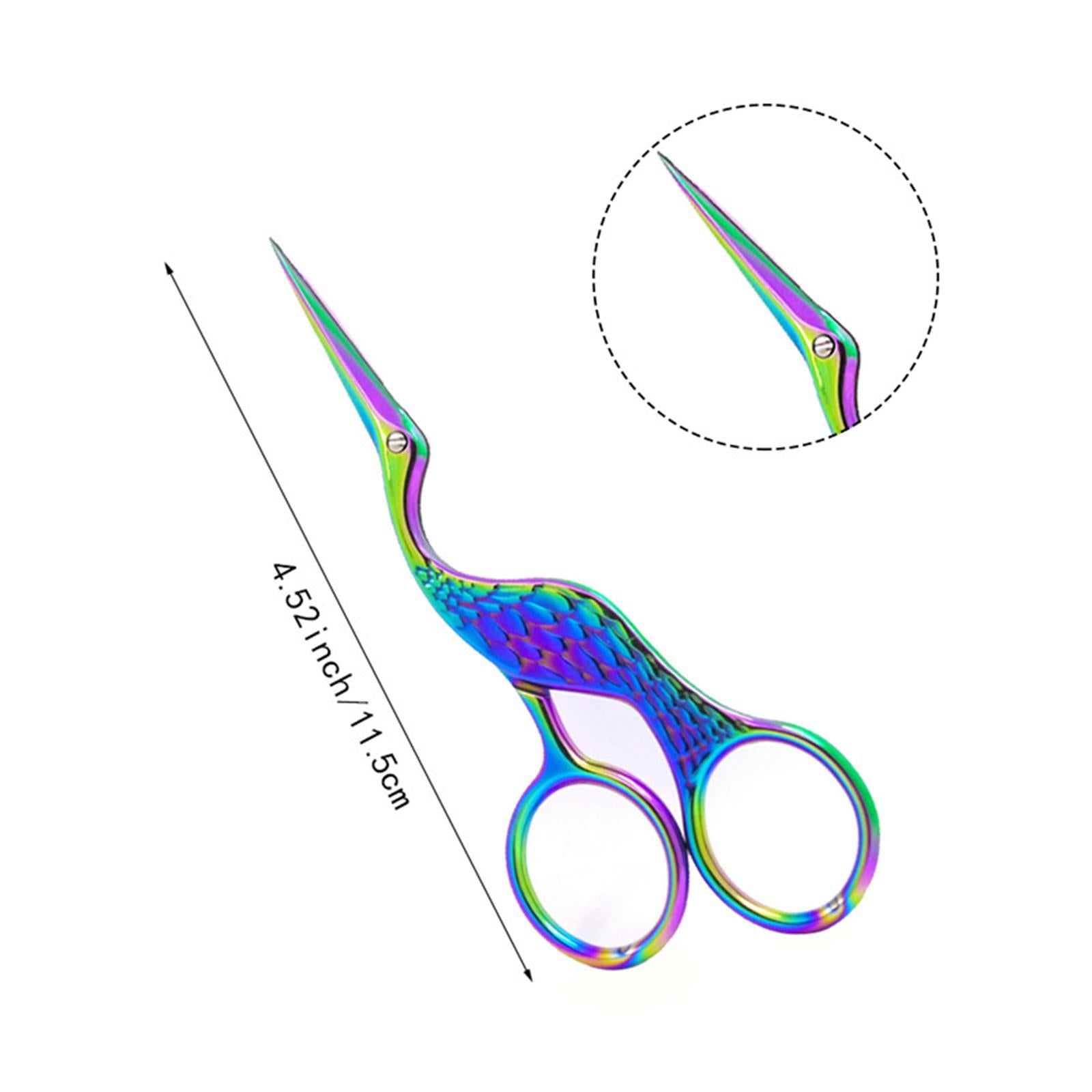Antique Crane Design Scissors 13cm DIY Craft Cross Stitch Stainless Steel Colorful
