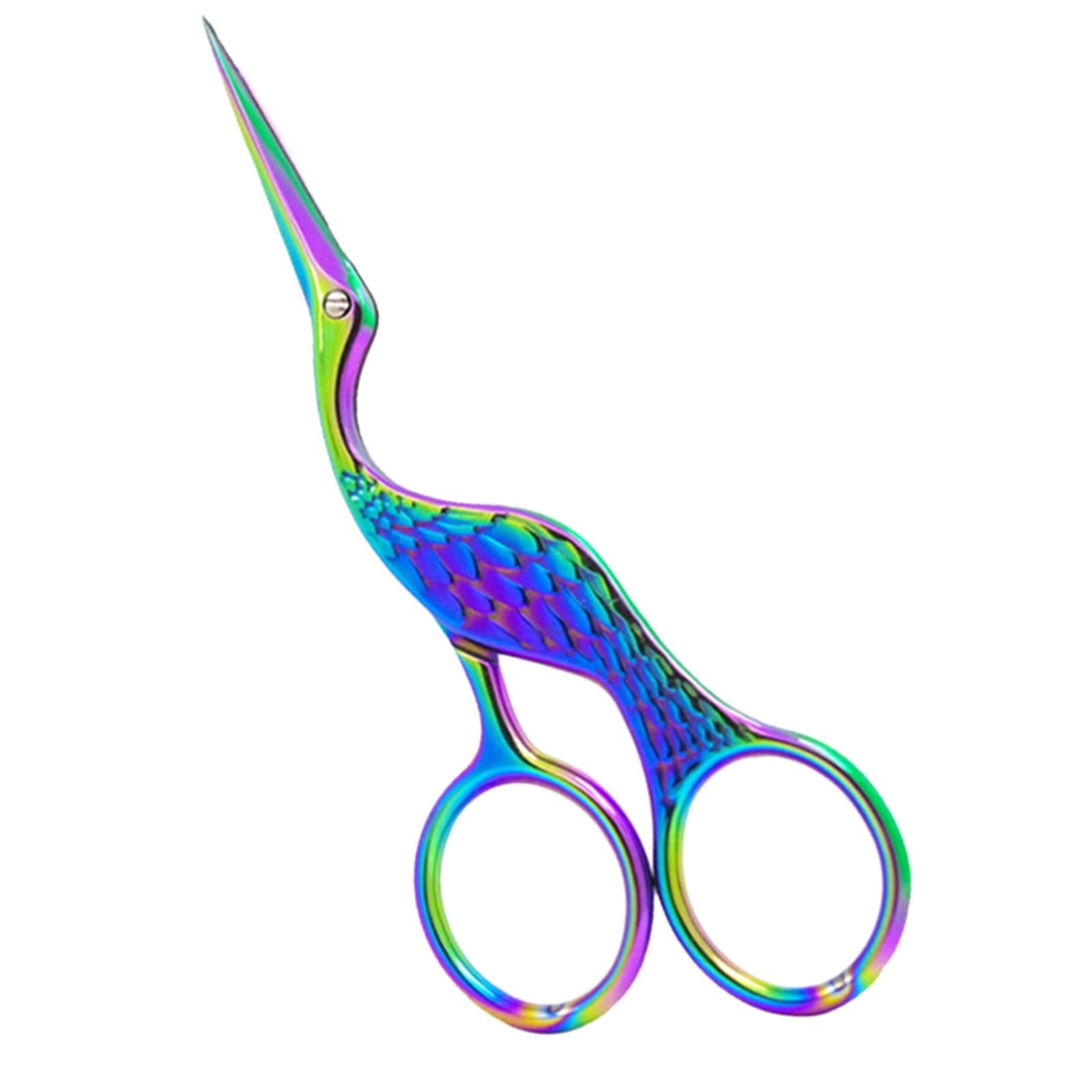 Antique Crane Design Scissors 13cm DIY Craft Cross Stitch Stainless Steel Colorful