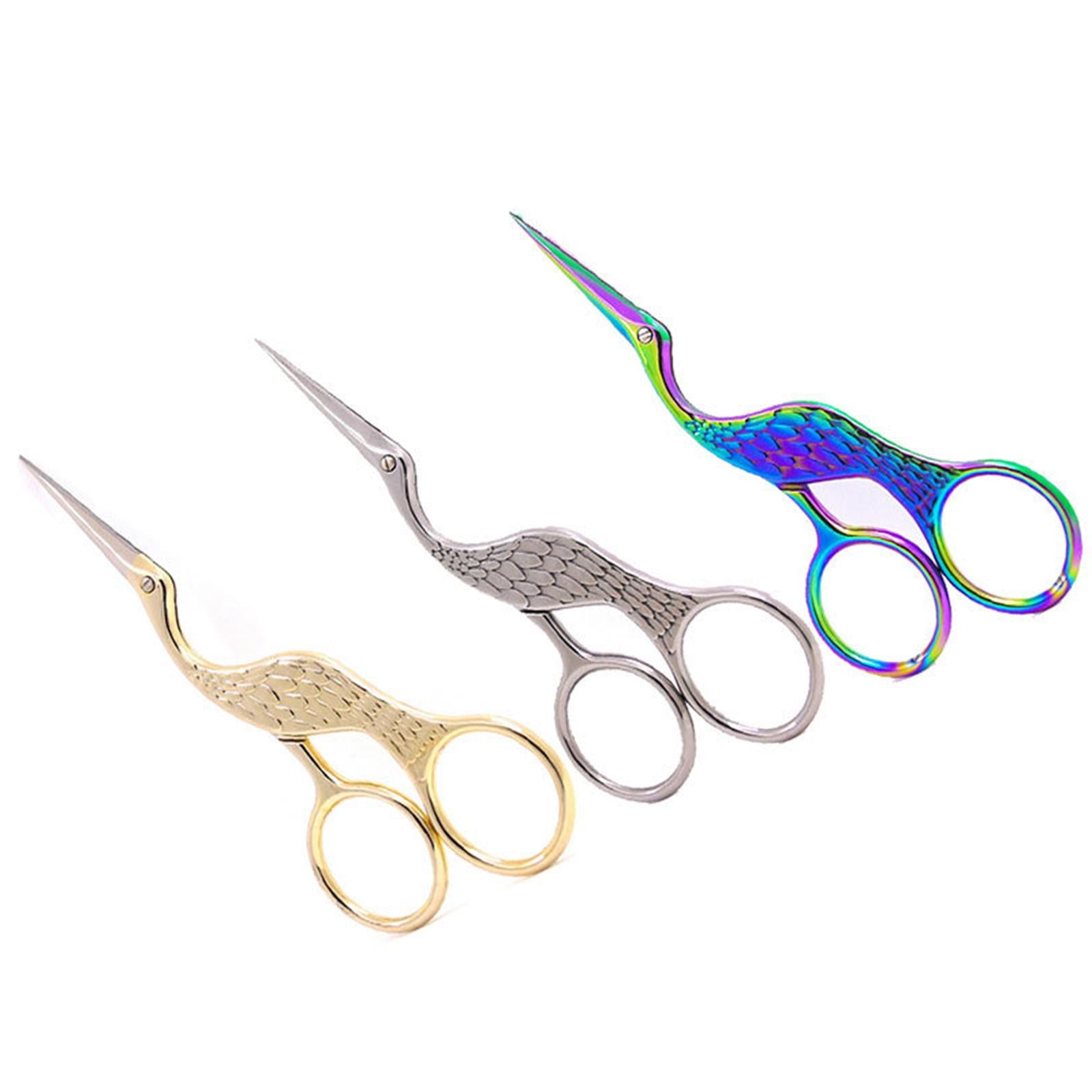 Antique Crane Design Scissors 13cm DIY Craft Cross Stitch Stainless Steel Golden