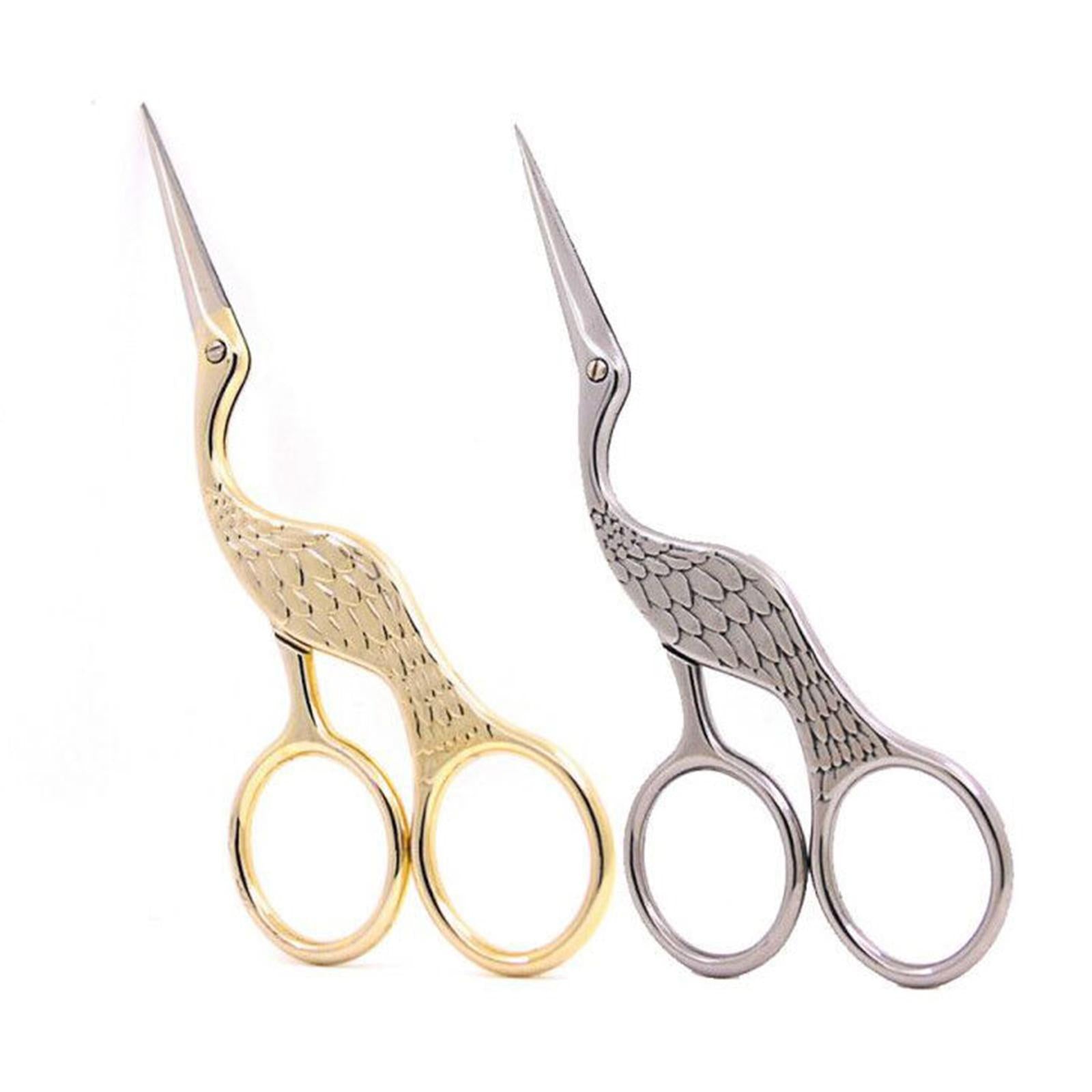 Antique Crane Design Scissors 13cm DIY Craft Cross Stitch Stainless Steel Golden