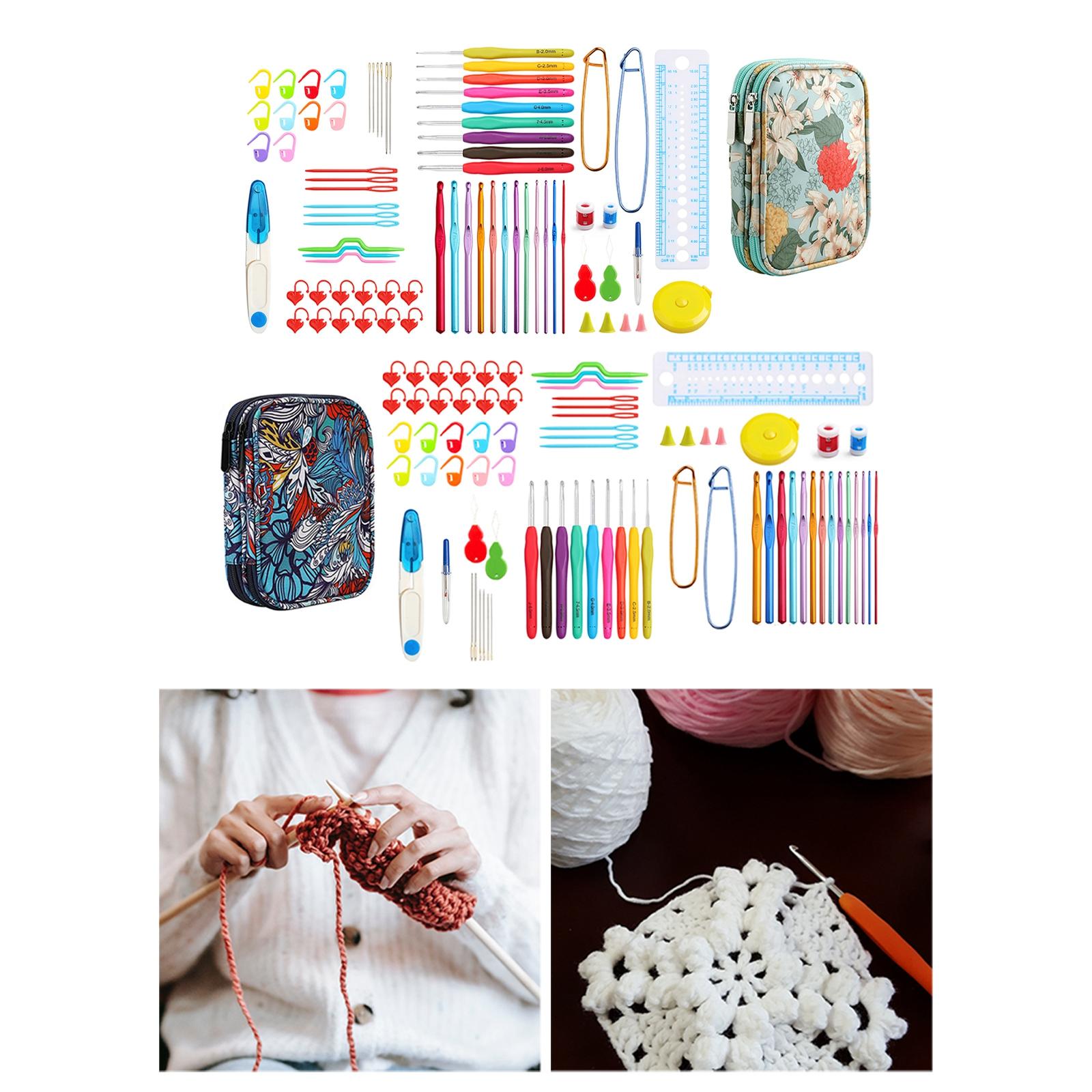 1 Set Yarn Knitting Needle Sewing Tool Ergonomic Grip Crochet Hook Kit Green