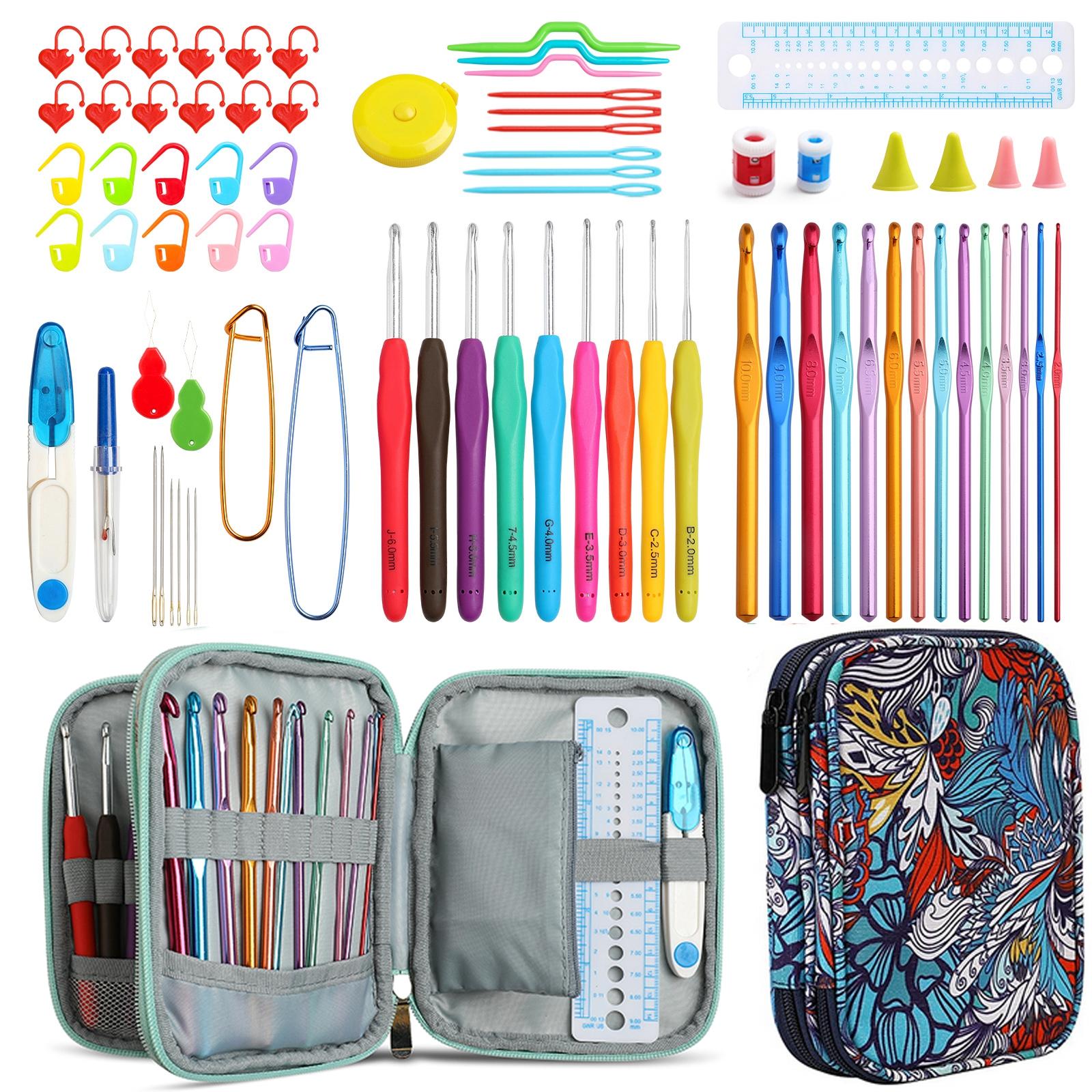 1 Set Yarn Knitting Needle Sewing Tool Ergonomic Grip Crochet Hook Kit Vintage