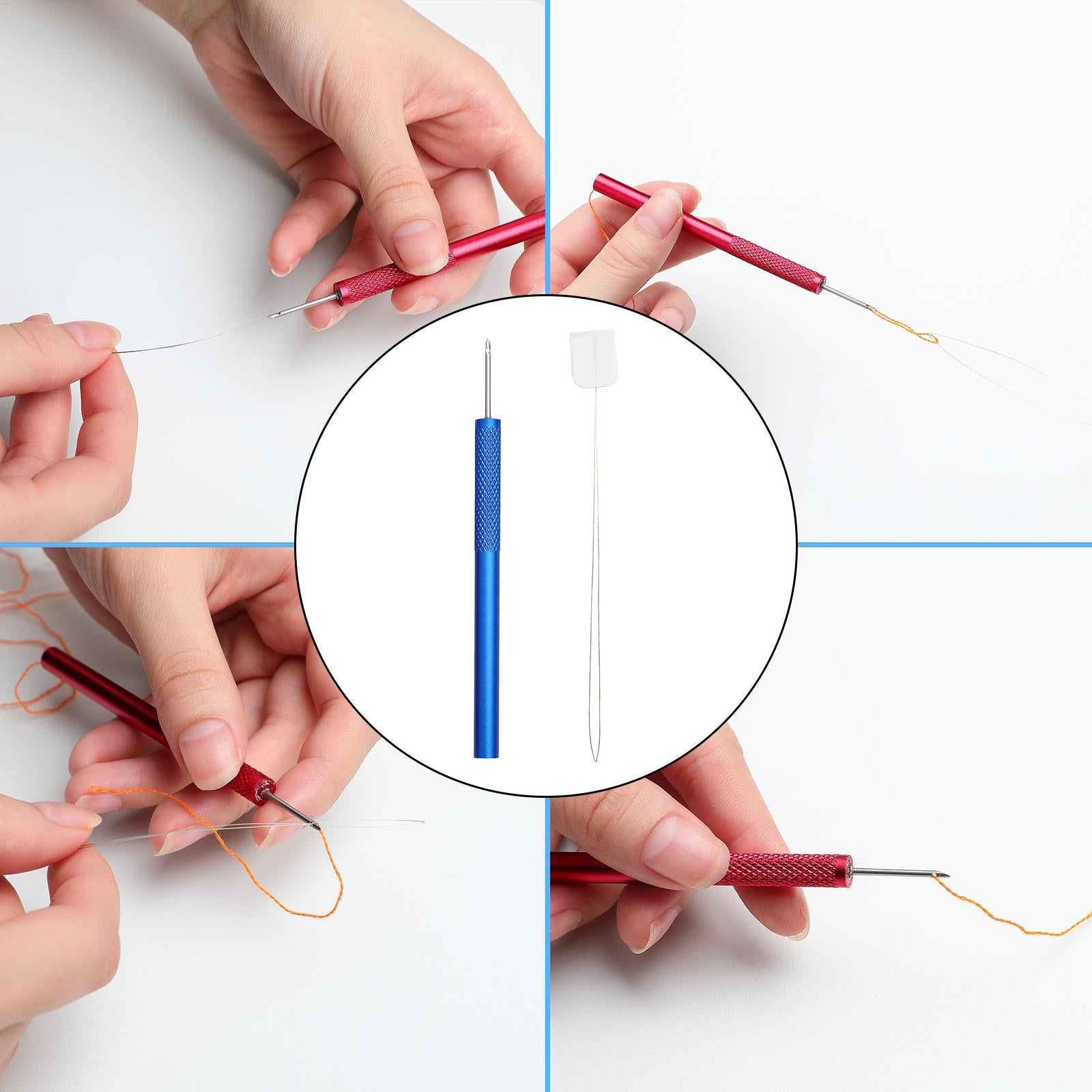 Punch Needle Kits Embroidery Pen Needle Threader Set Cross Stitching Blue