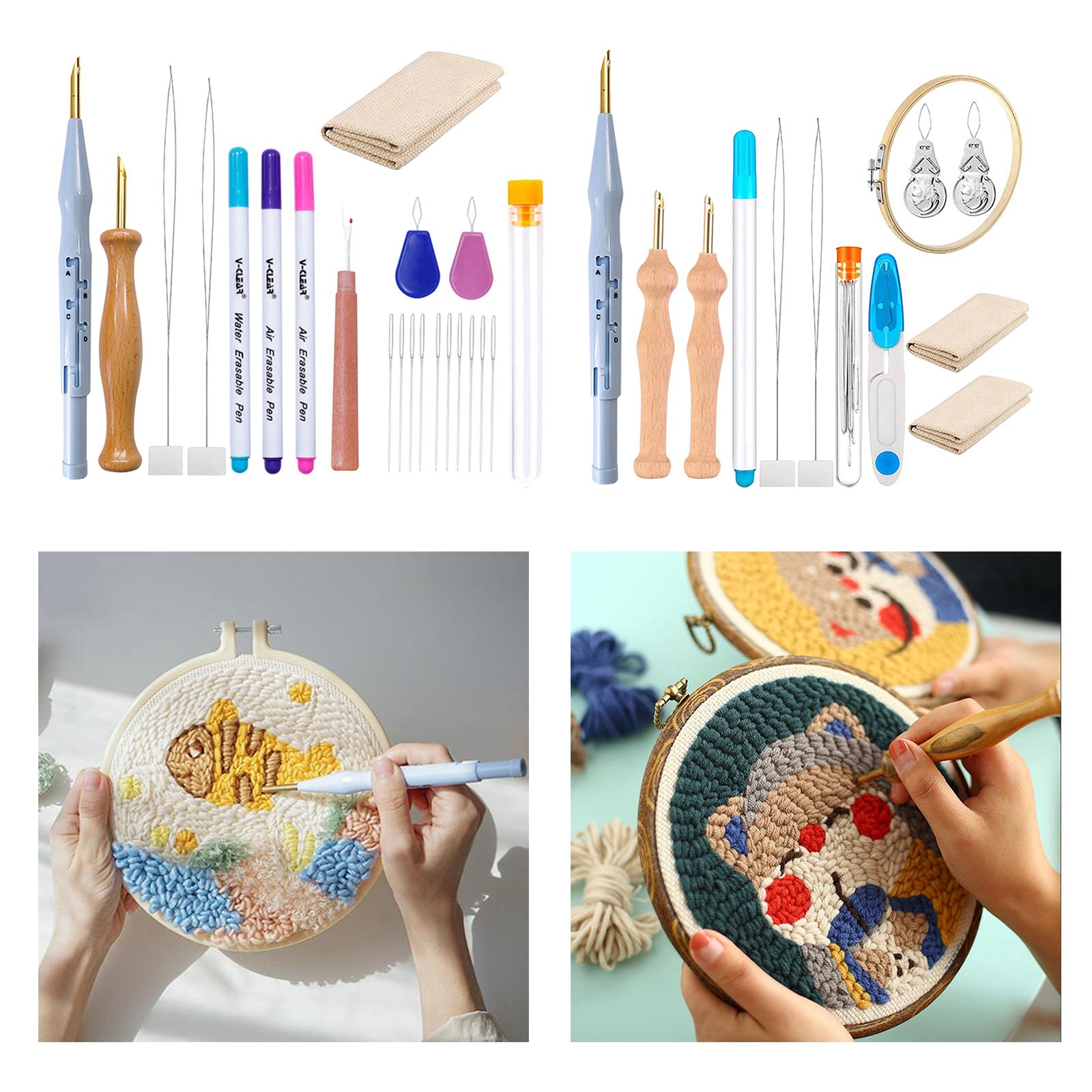 Embroidery Pen Punch Needle Kits Making Crafts Tools  With scissors